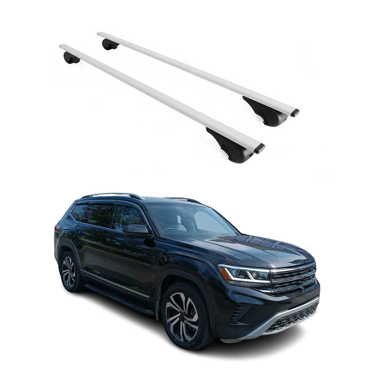Portbagaj de plafon pentru VW Atlas 2017-2025 75kg metal argintiu 2 buc