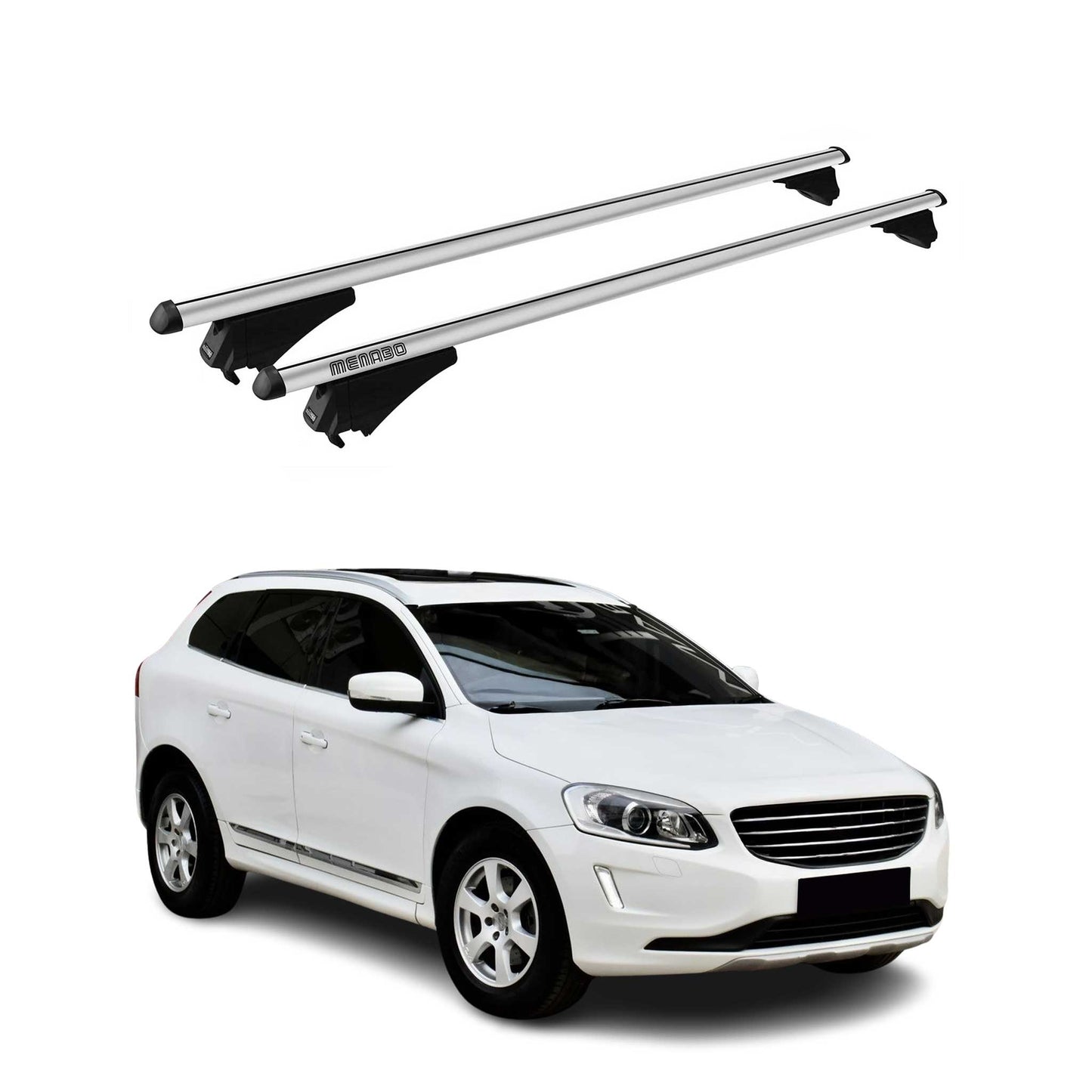Menabo Dachträger Grundtäger für Volvo XC60 mk1 2008-2017 75kg Alu Silber 2x
