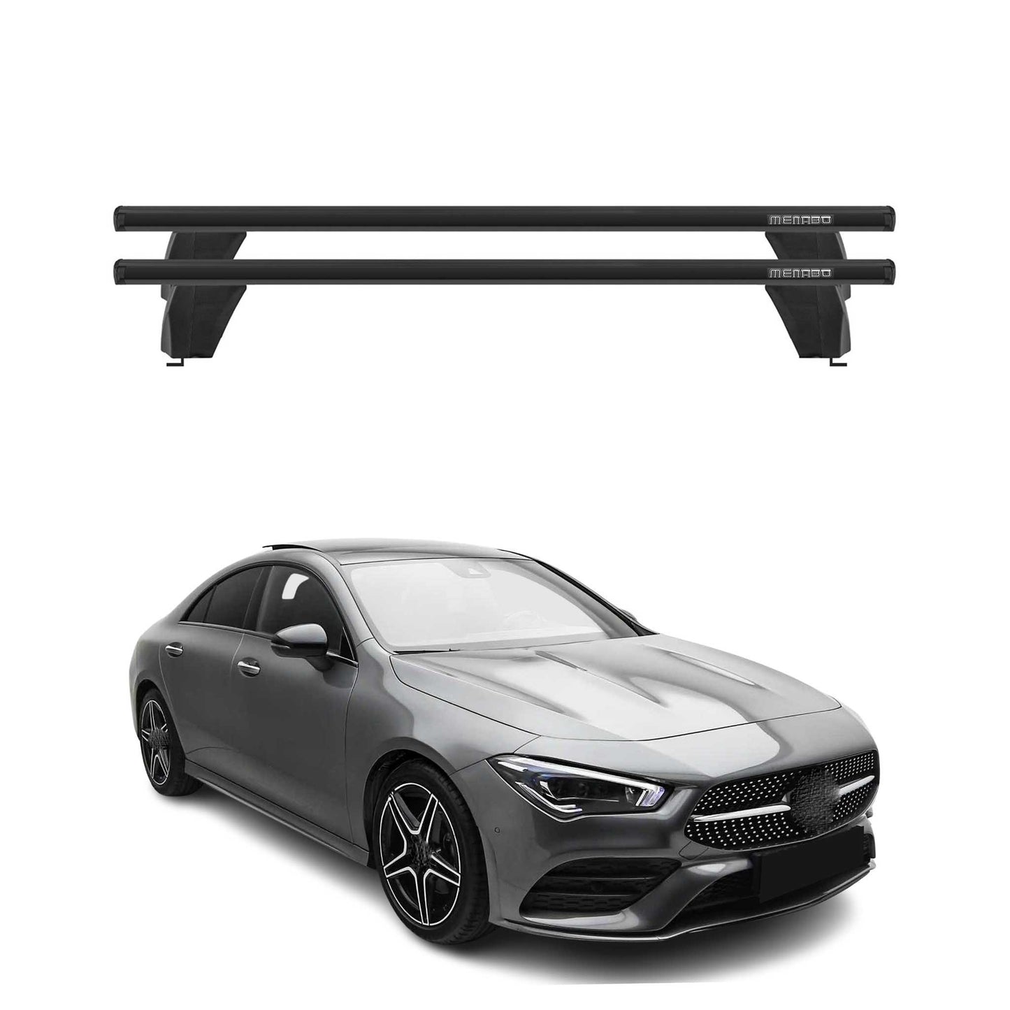 Menabo Dachträger Grundtäger für Mercedes CLA C118 2019-2025 75kg Alu Schwarz 2x