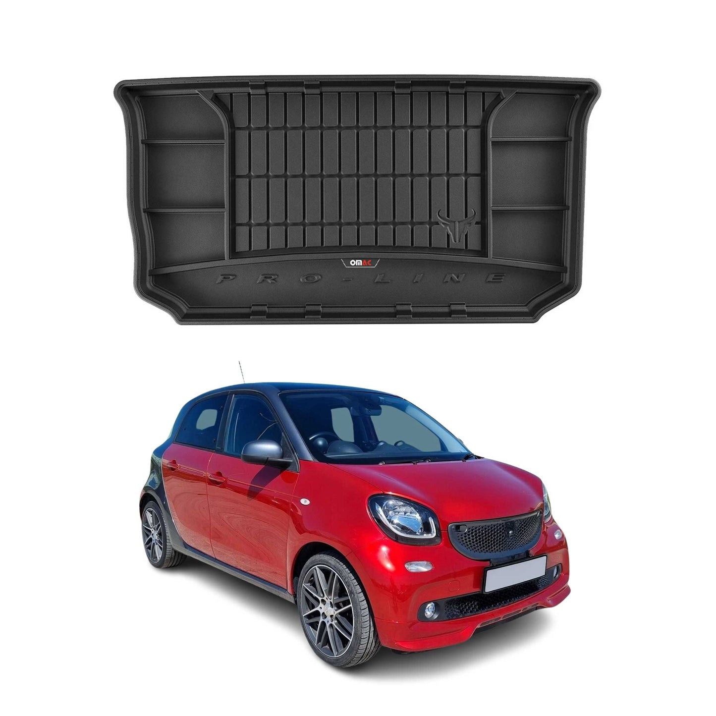 Gumowa wykładzina bagażnika OMAC do Smart Forfour 2015-2018 TPE Cargo Liner Black