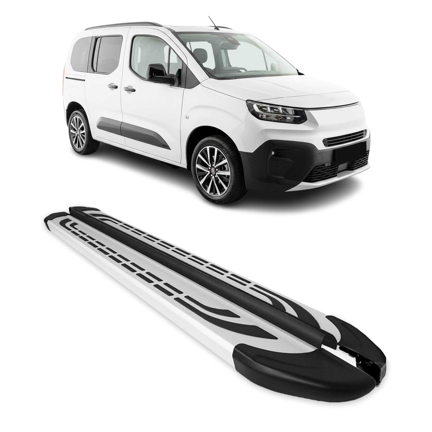 Trittbretter Seitenschweller für Fiat Doblo 2022-2025 Kombi L1 Silber 2 tlg