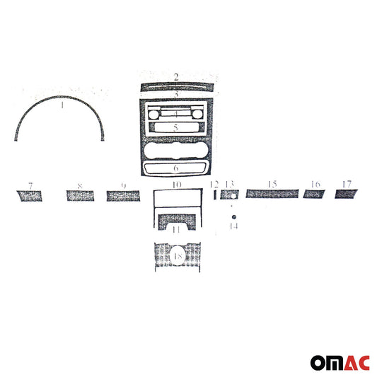 Ornamente interioare cockpit pentru Mercedes Sprinter W906 2006-2018, aspect aluminiu, 18 bucăți