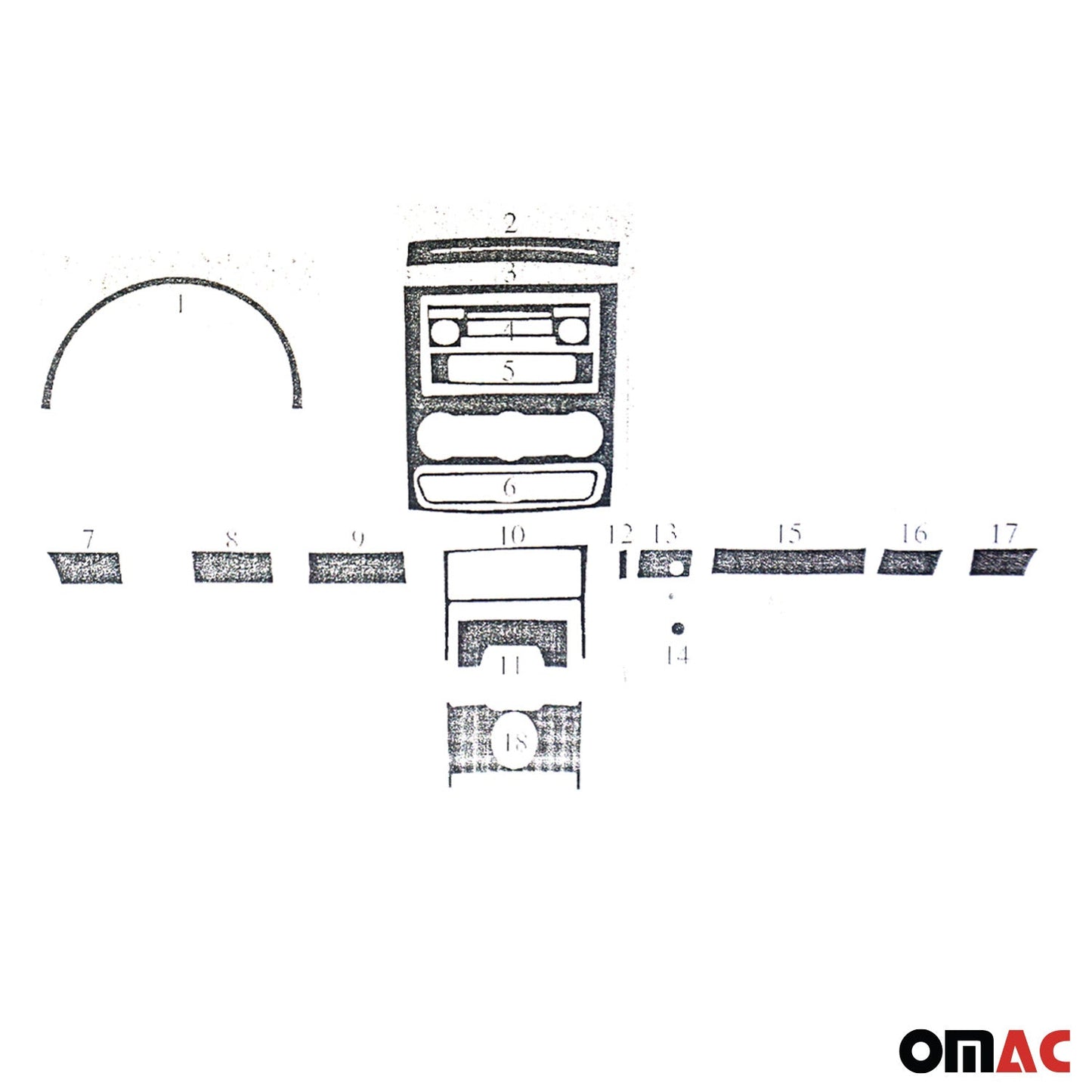 Innenraum Dekor Cockpit für Mercedes Sprinter W906 2006-2018 Aluminium Optik 18x