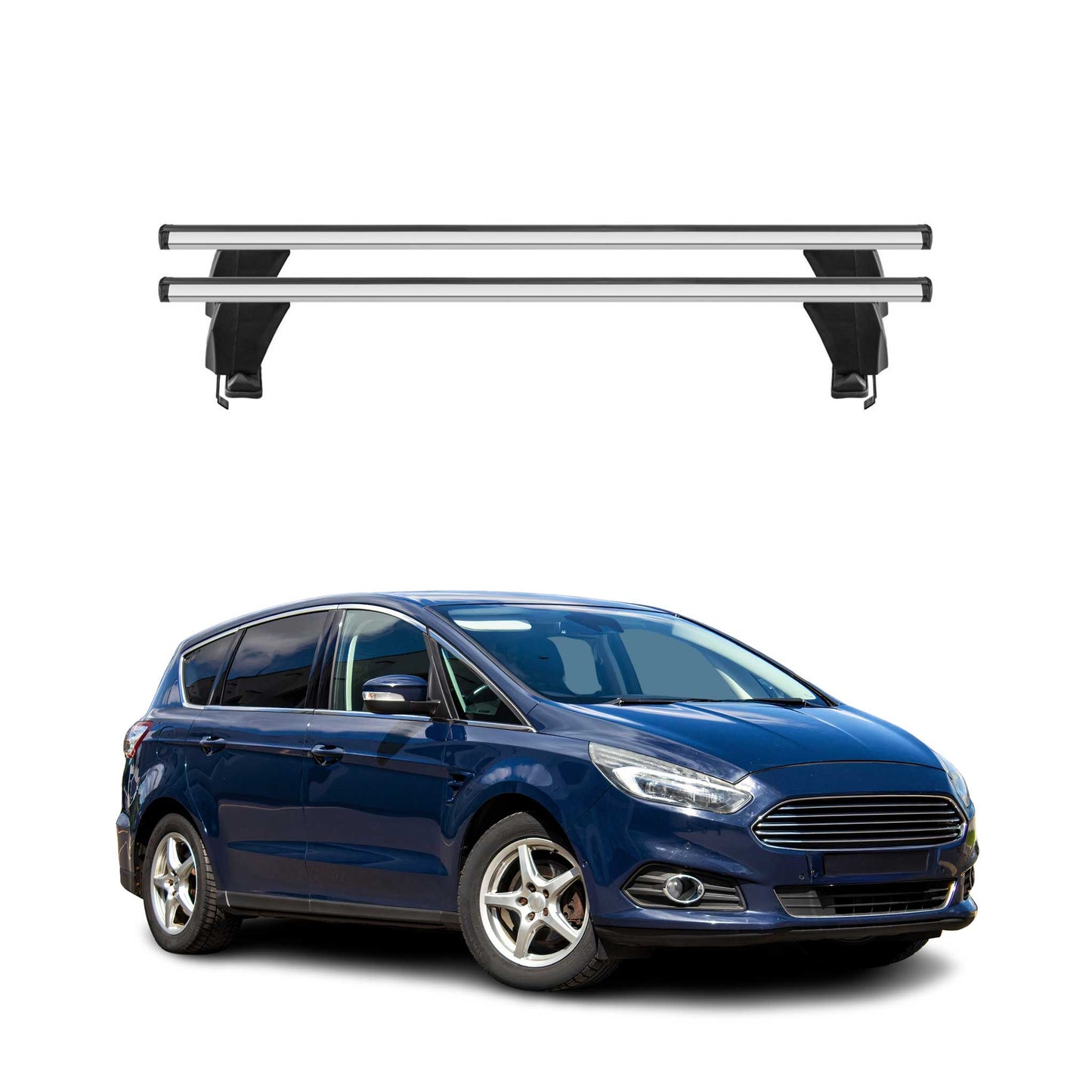 Portbagaj de plafon Menabo pentru Ford S-Max 2015-2019 50kg aluminiu argintiu 2 buc