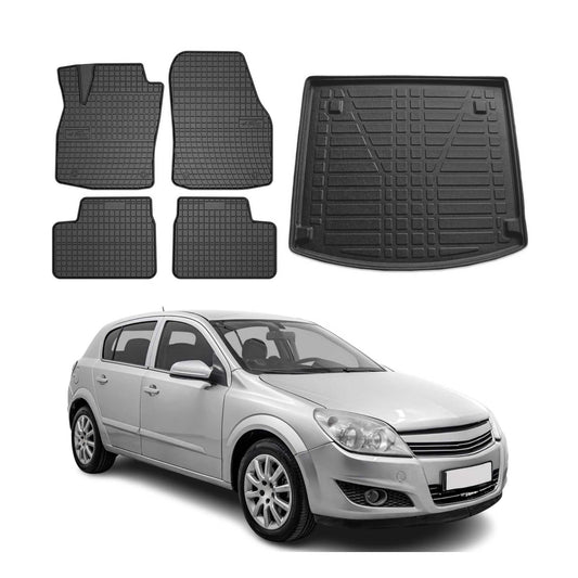Set covorașe și tapițerie portbagaj pentru Opel Astra H Caravan 2005-2010, cauciuc TPE, 5x