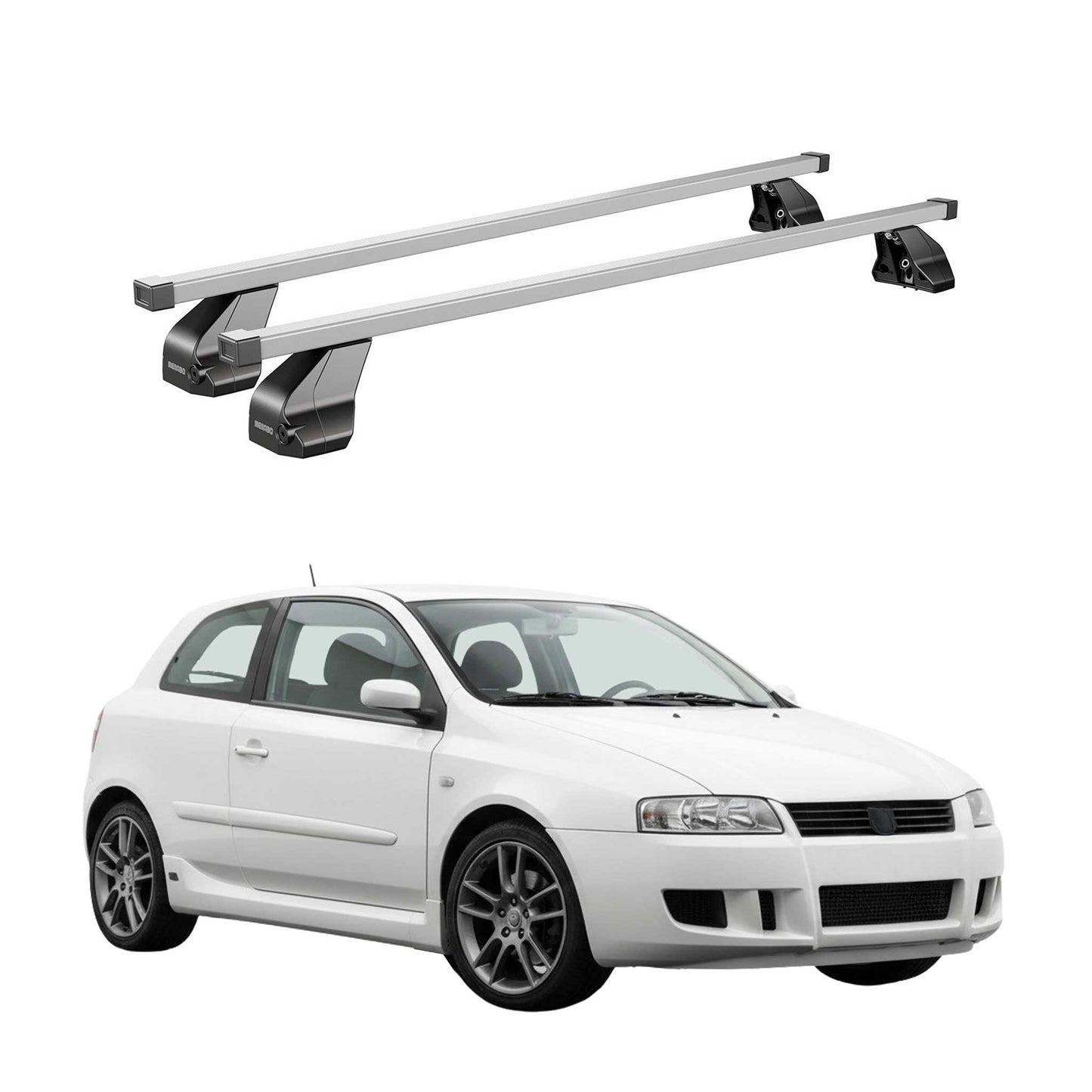 Menabo Dachträger Grundtäger für Fiat Stilo 2001-2010 3tür 75kg Stahl Silber 2x