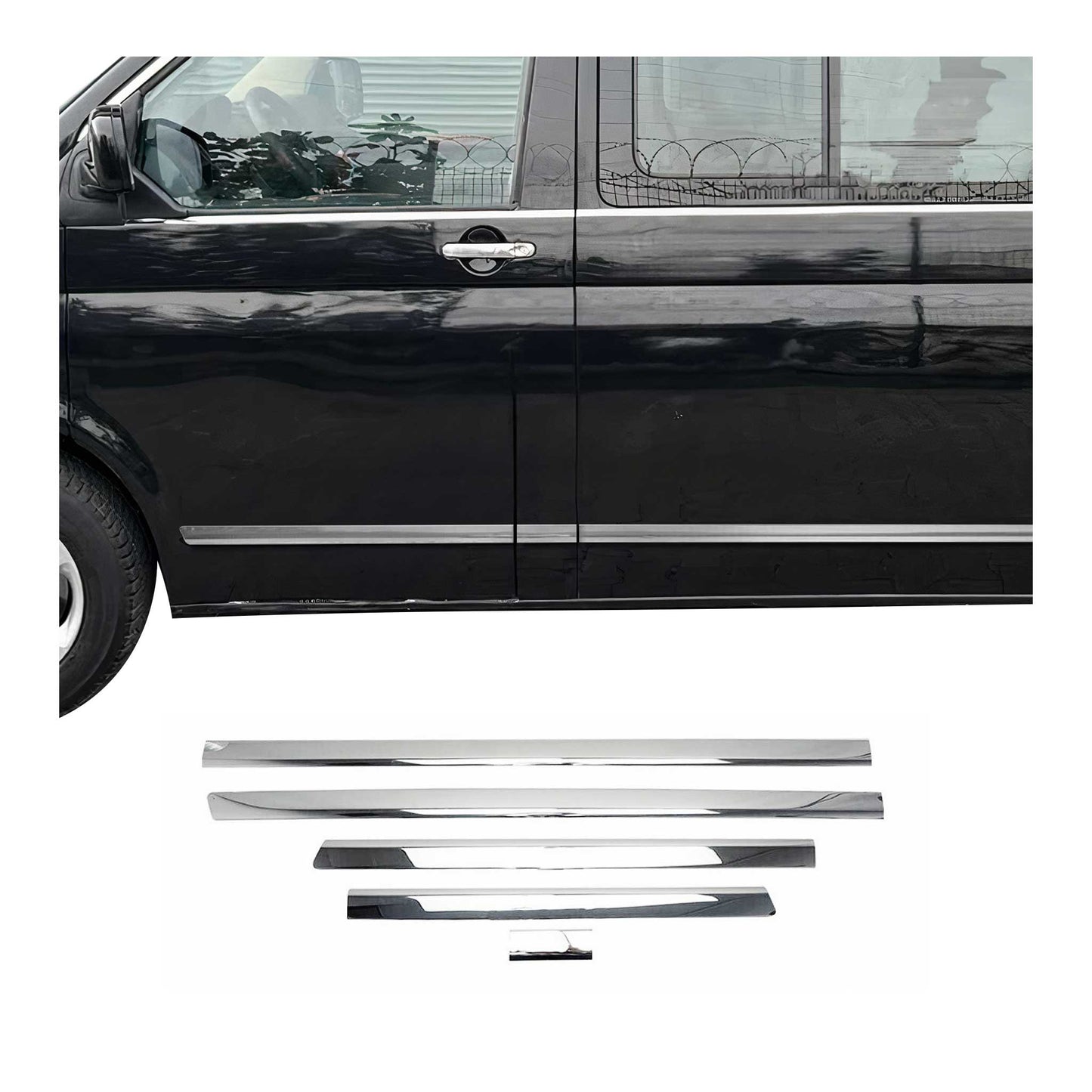 Ornamente laterale/protecții uși pentru VW Transporter T5 2003-2015 LHD Crom scurt 5x