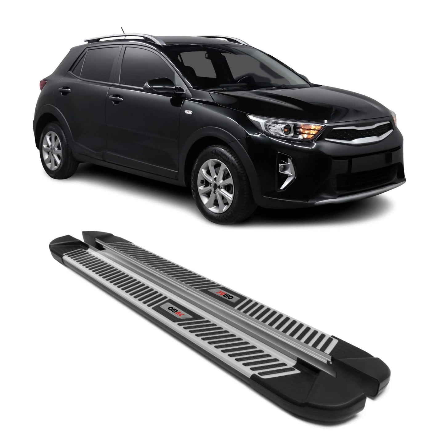 Trittbretter Seitenbretter Seitenschweller für Kia Stonic 2017-2021 Alu Schwarz