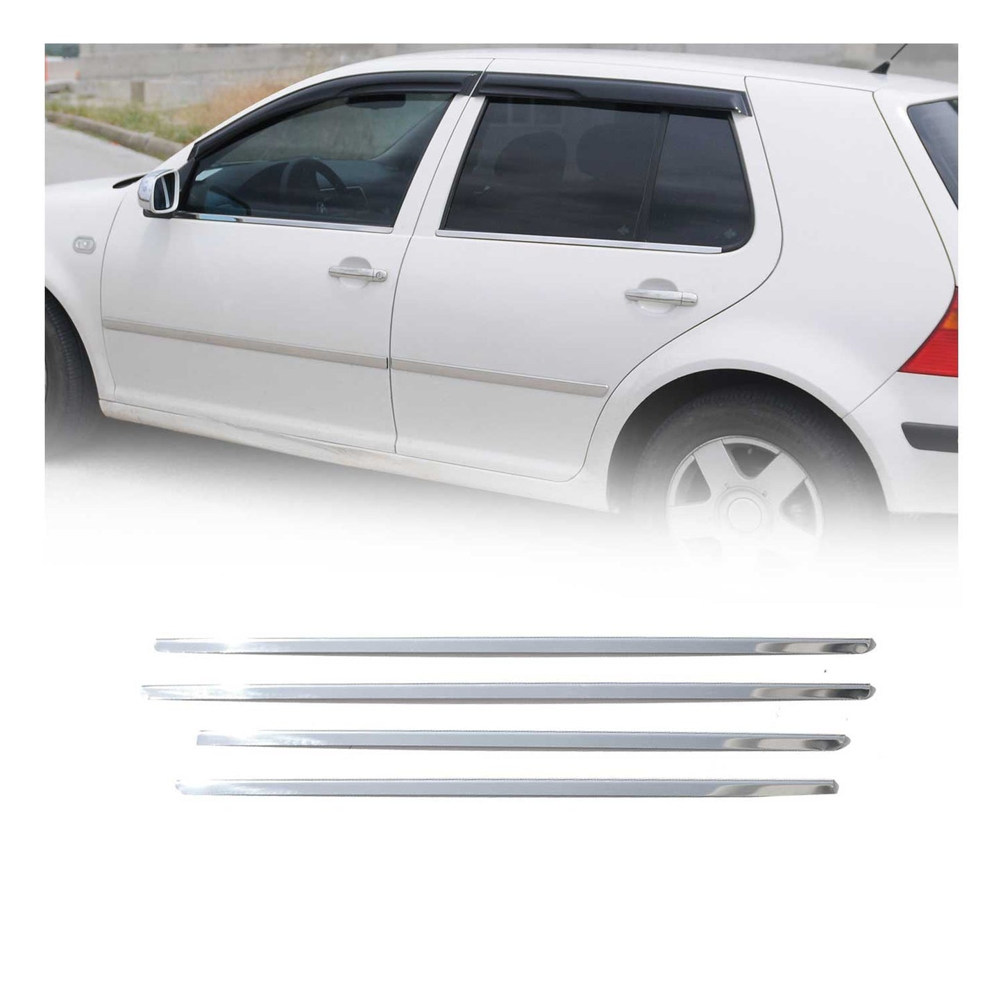 Benzi decorative pentru geamuri pentru VW Golf 1997-2003, oțel inoxidabil cromat, 4 bucăți