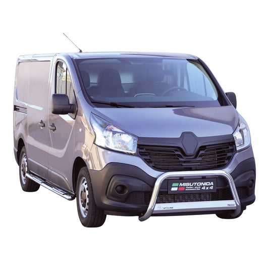 Bară de protecție/buton față pentru Renault Trafic 2014-2019, oțel inoxidabil gri, ø63 mm
