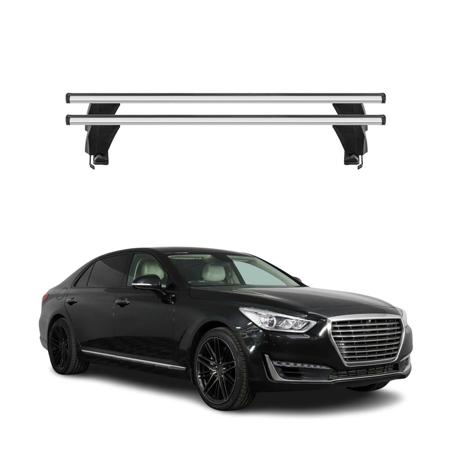 Menabo Dachträger Grundtäger für Genesis G90 2016-2019 50kg Alu Silber 2 tlg