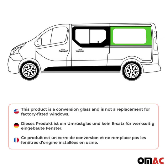 Seitenfenster Auto Fenster für Nissan Primastar 2001-2014 Schwarz Rechts L2