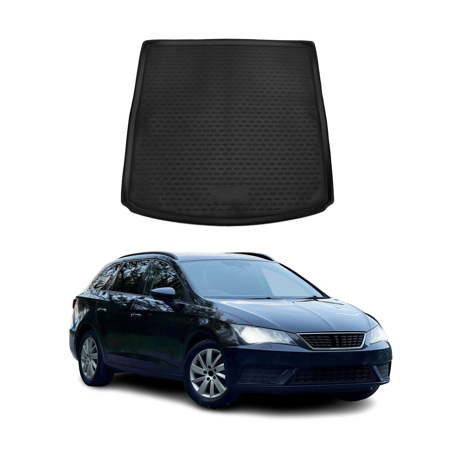Kofferraummatte Kofferraumwanne für Seat Leon 2013-2020 Kombi Gummi TPE Schwarz