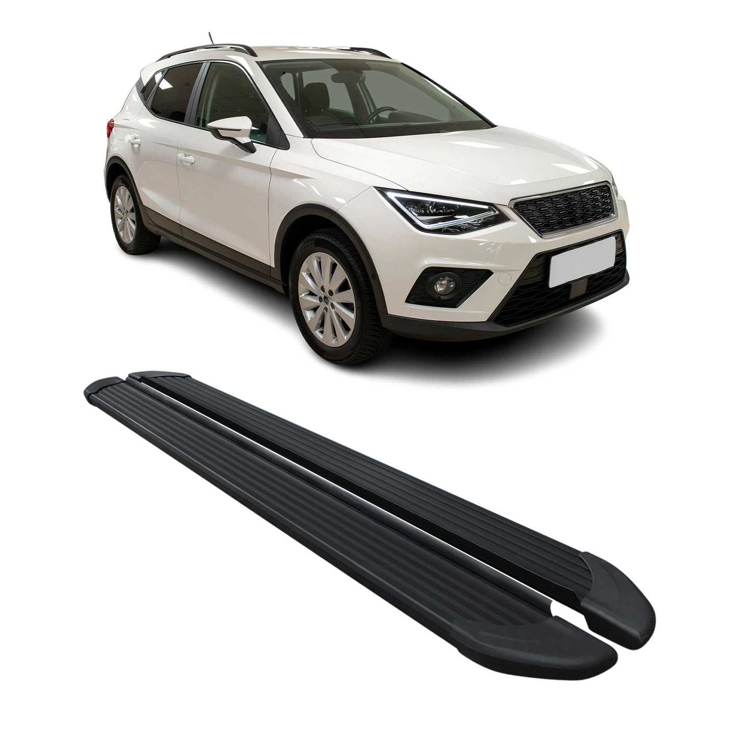 Listwy progowe/progi boczne do Seata Arona 2017-2025, aluminiowe, czarne, 2 sztuki