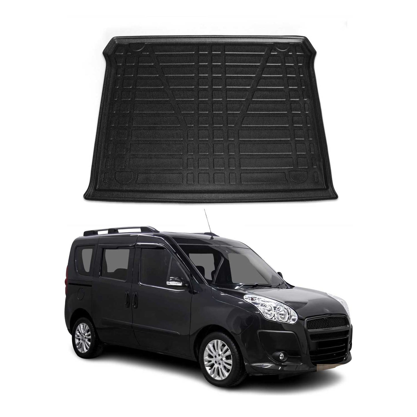 Kofferraumwanne Laderaumwanne für Fiat Doblo 2010-2021 5tür Gummi TPE Schwarz