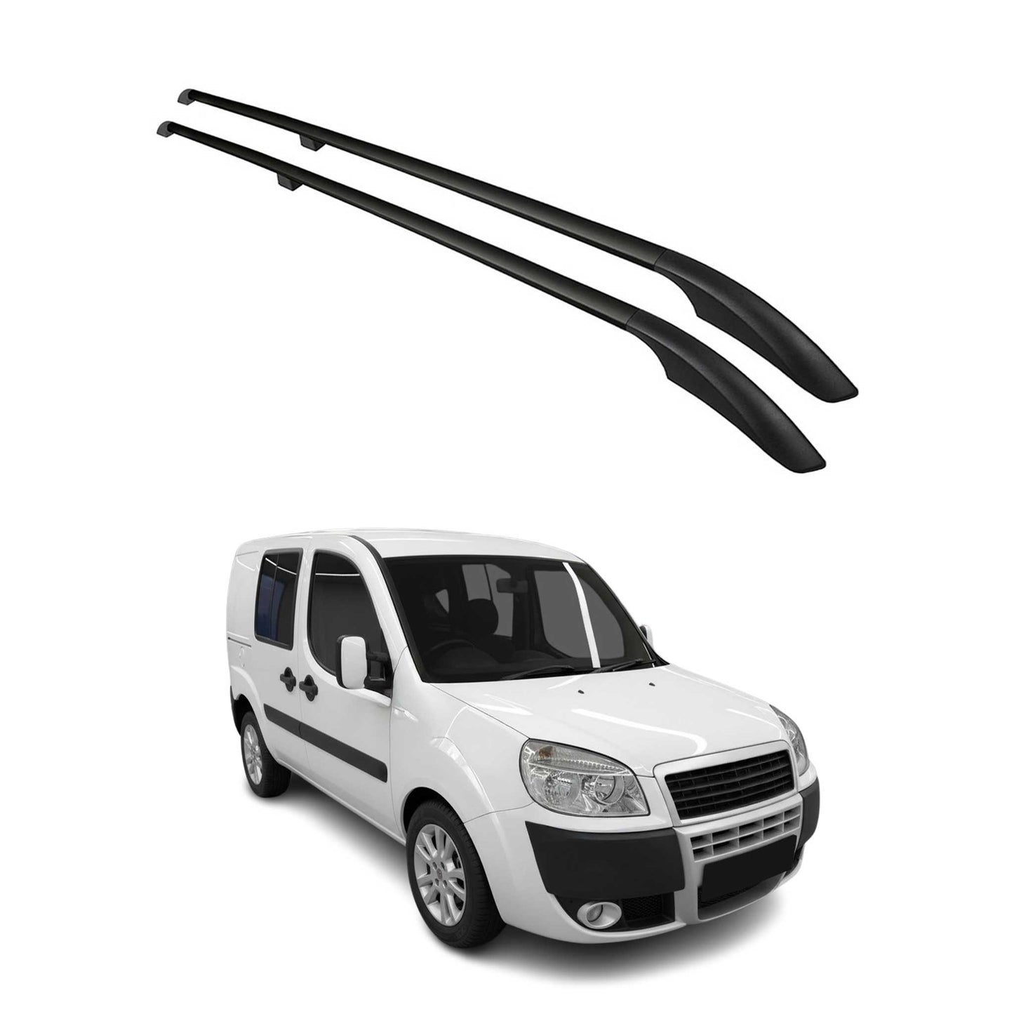 Dachreling Dachgepäckträger für Fiat Doblo 2000-2010 Kurzer RS Alu Schwarz