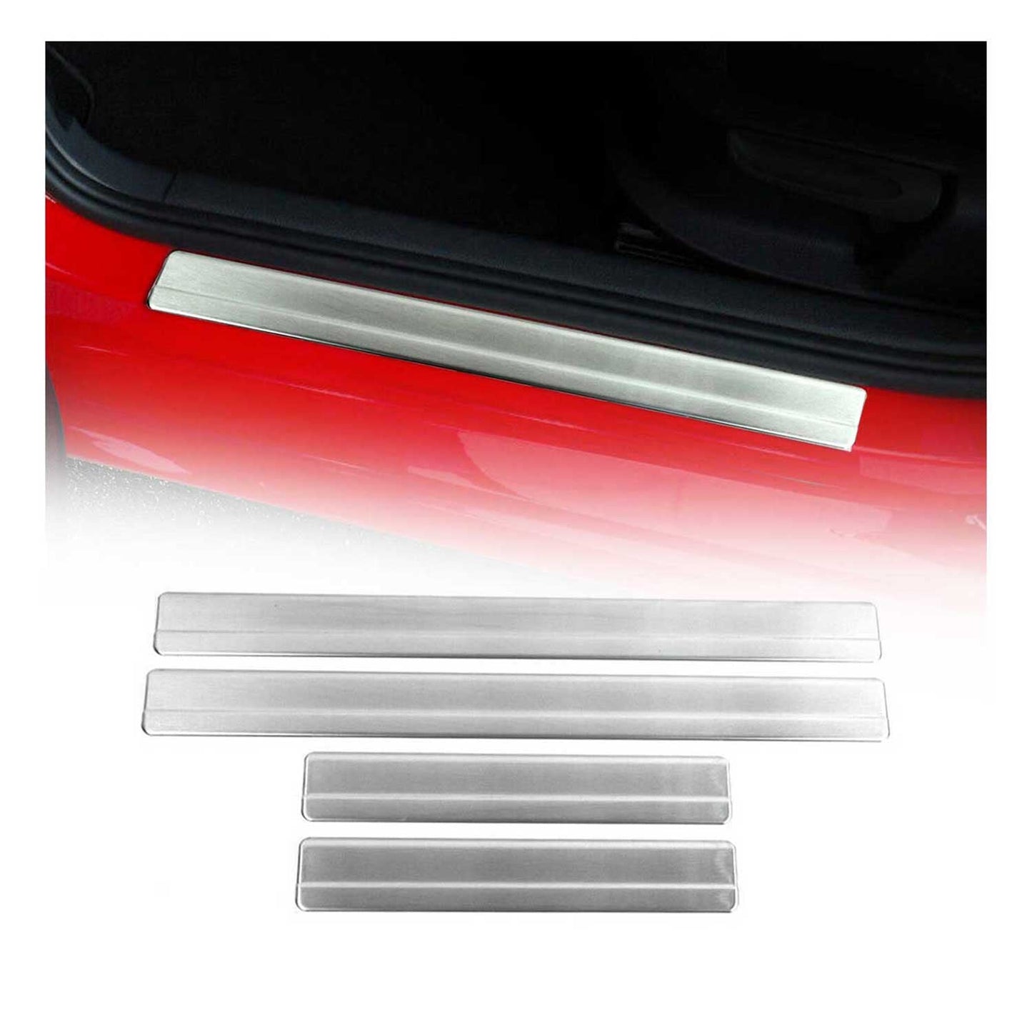 Ornamente prag ușă pentru VW Polo 1994-2001, oțel inoxidabil, argintiu, 4 bucăți