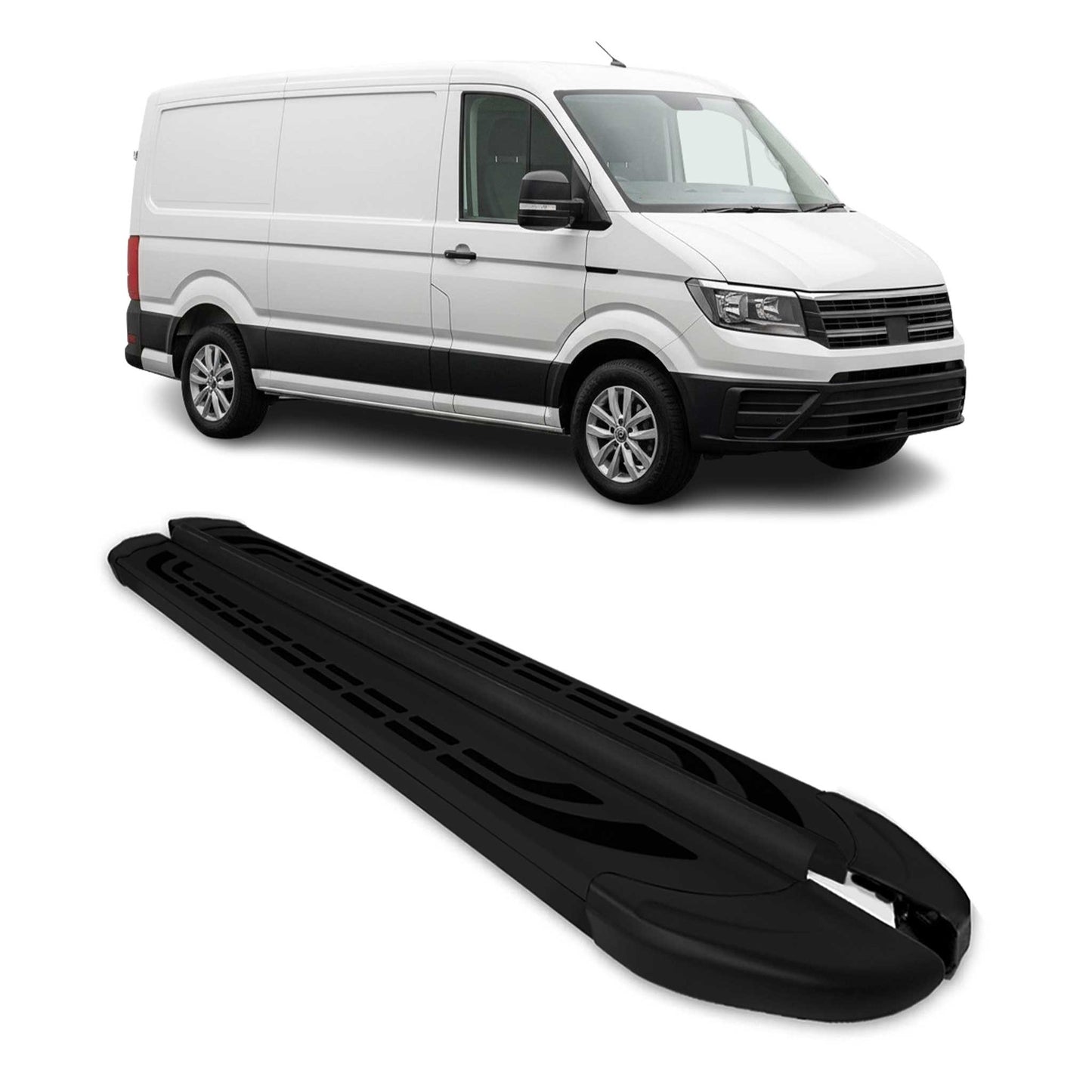 Trittbretter Seitenschweller für VW Crafter 2017-2025 L1 Schwarz Aluminium 2 tlg