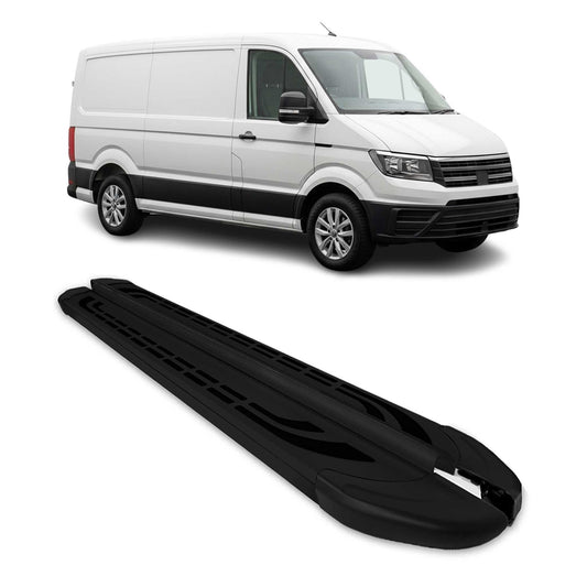 Praguri/praguri laterale pentru VW Crafter 2017-2025 L1, aluminiu negru, 2 bucăți