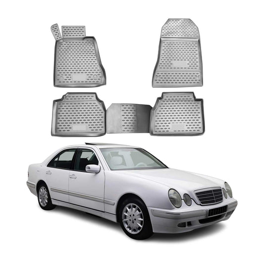 OMAC Gummimatten Fußmatten für Mercedes W210 1995-2002 TPE Automatten Grau 4x