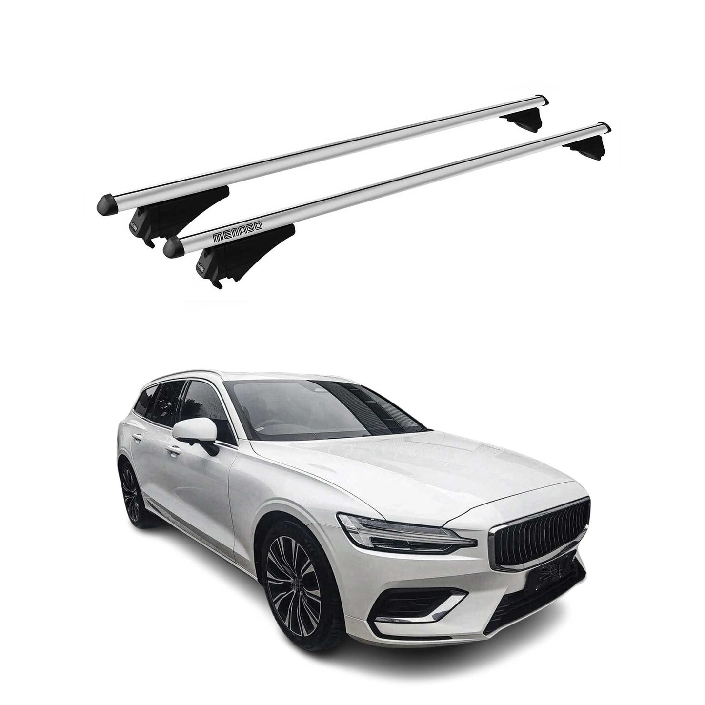 Menabo Dachträger Grundtäger für Volvo V60 2019-2025 75kg Aluminium Silber 2 tlg