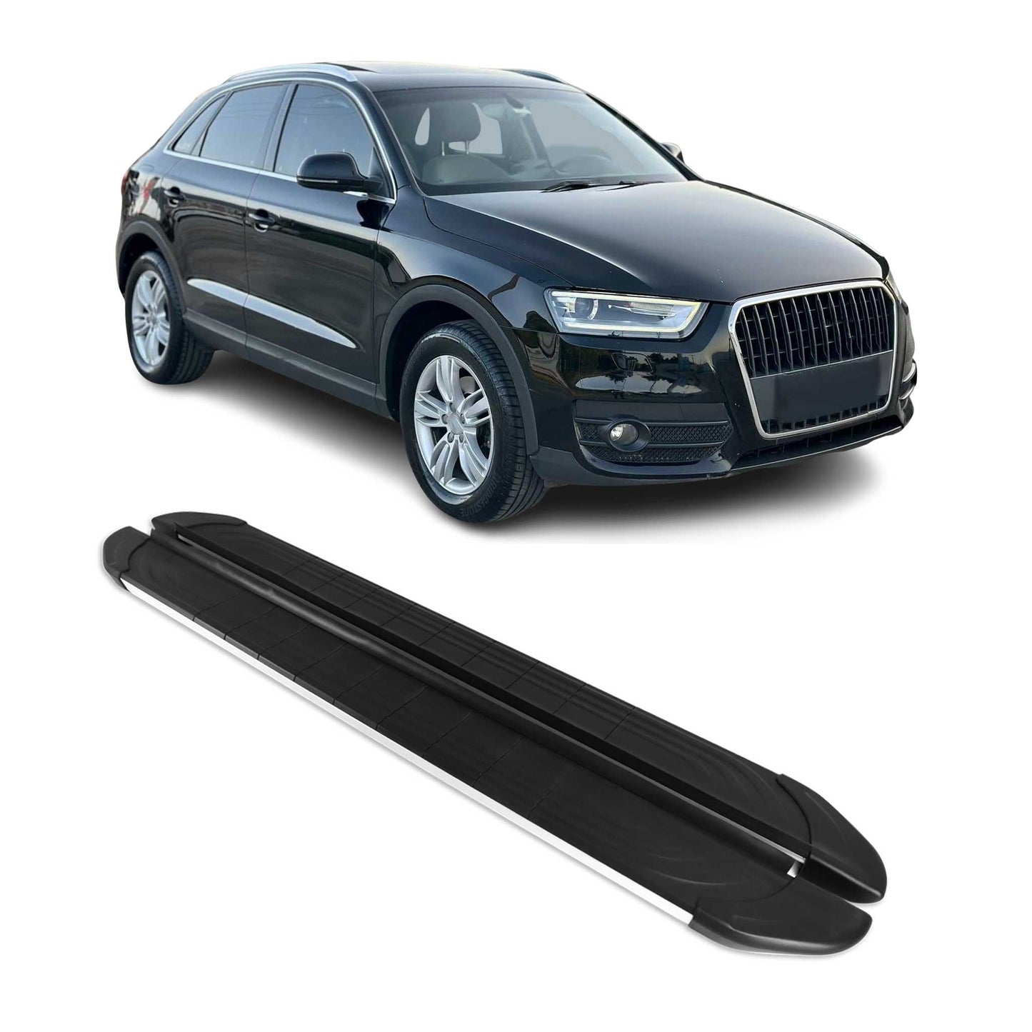 Trittbretter Seitenschweller für Audi Q3 8U 2011-2018 Aluminium Schwarz Silber