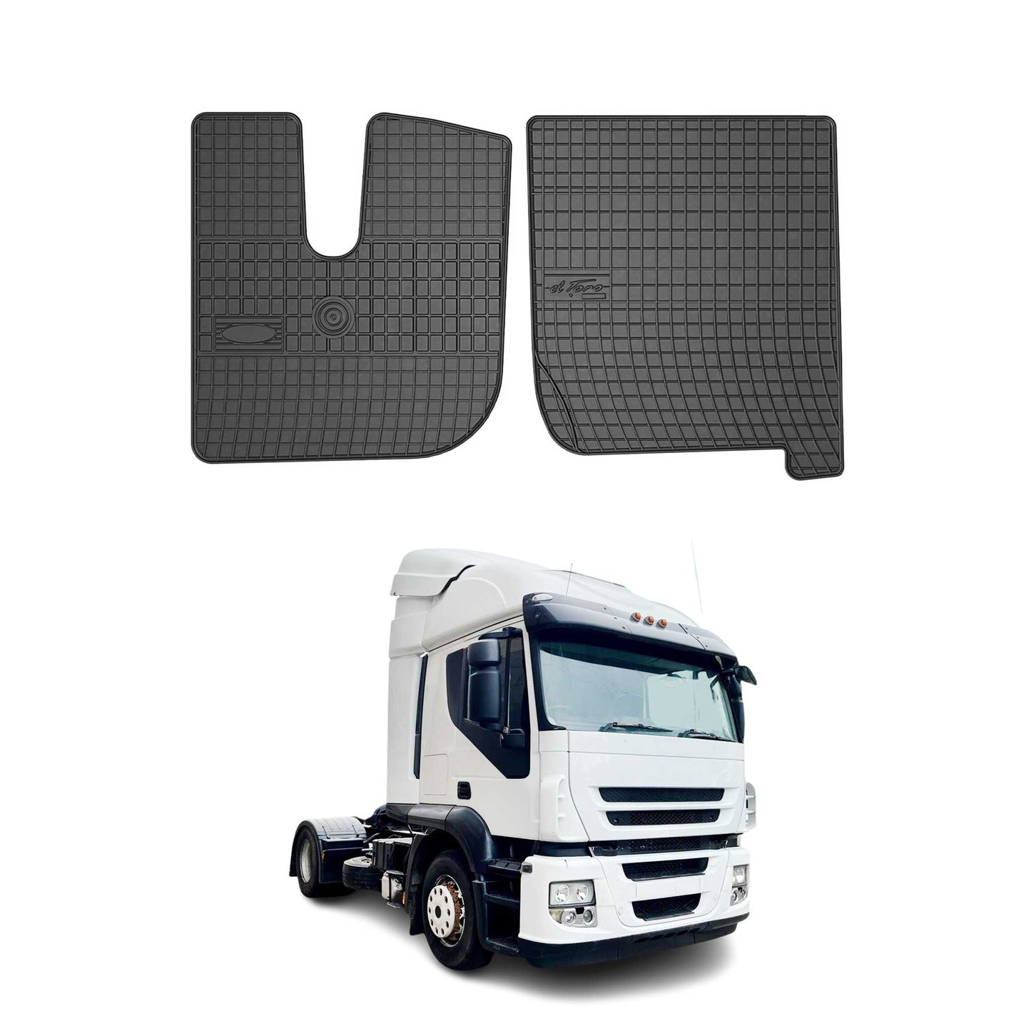 OMAC Gummi Fußmatten für Iveco Stralis Kabina 2002-2019 Automatten Schwarz 2x