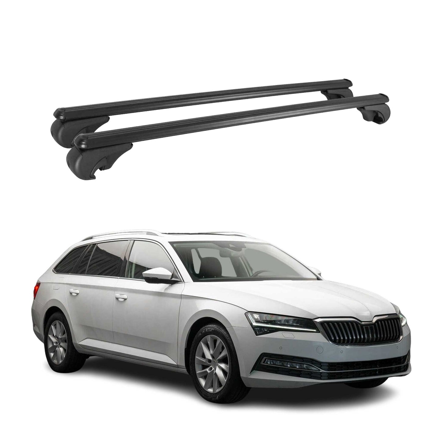 Portbagaj de plafon pentru Skoda Superb mk3 Combi 2015-2023 75kg Alu Negru 2x