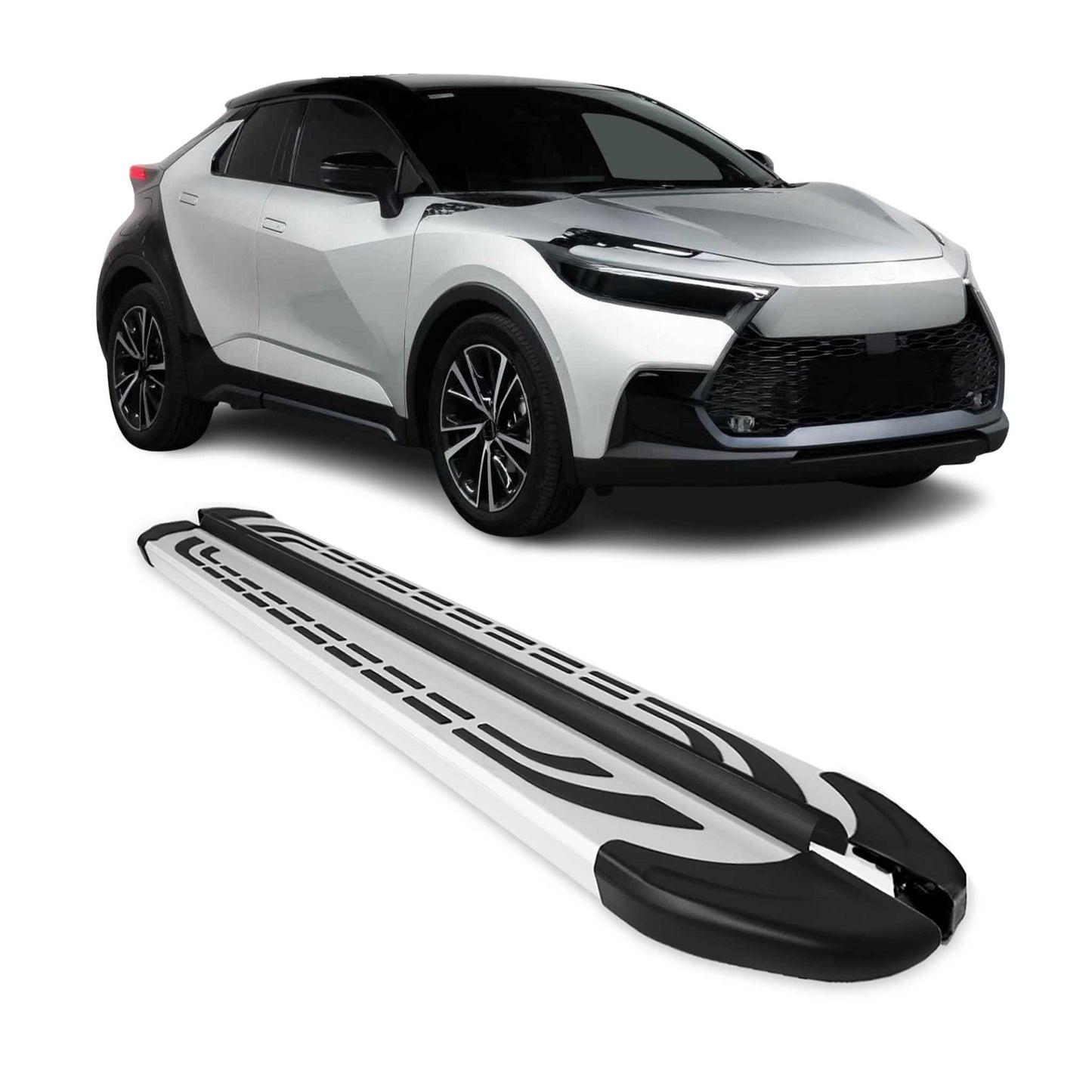 Trittbretter Seitenschweller für Toyota C-HR AX20 2023-2025 Alu Grau