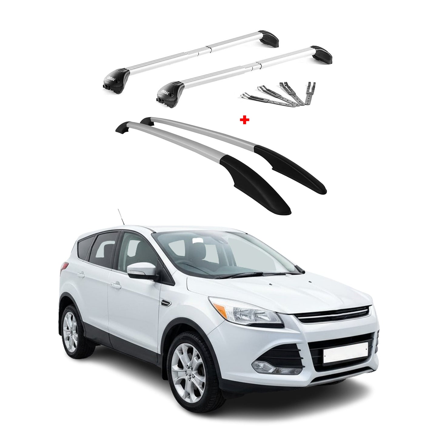 Dachreling + Dachträger Satz für Ford Kuga 2012-2019 Alu Grau 4x