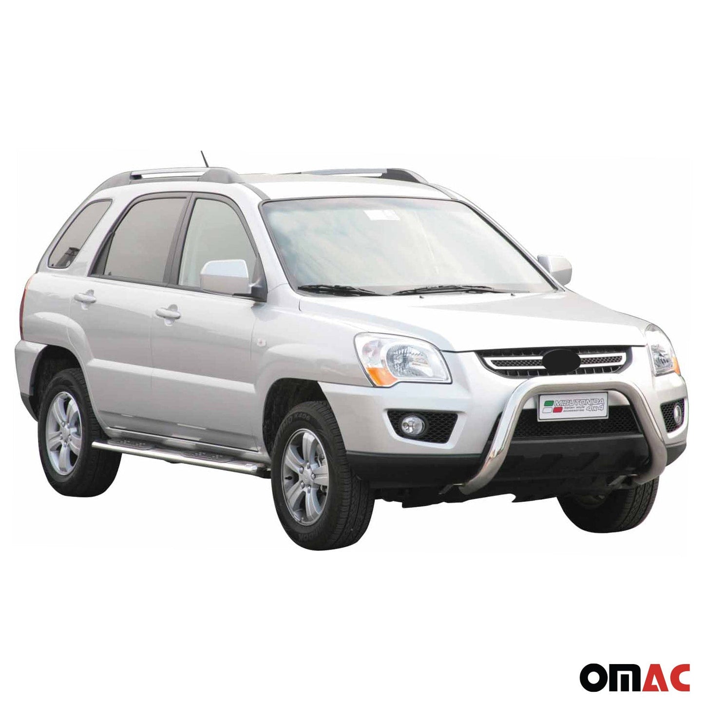 Bară de protecție/buton față pentru Kia Sportage 2008-2010, ø76mm, oțel, argintiu, protecție