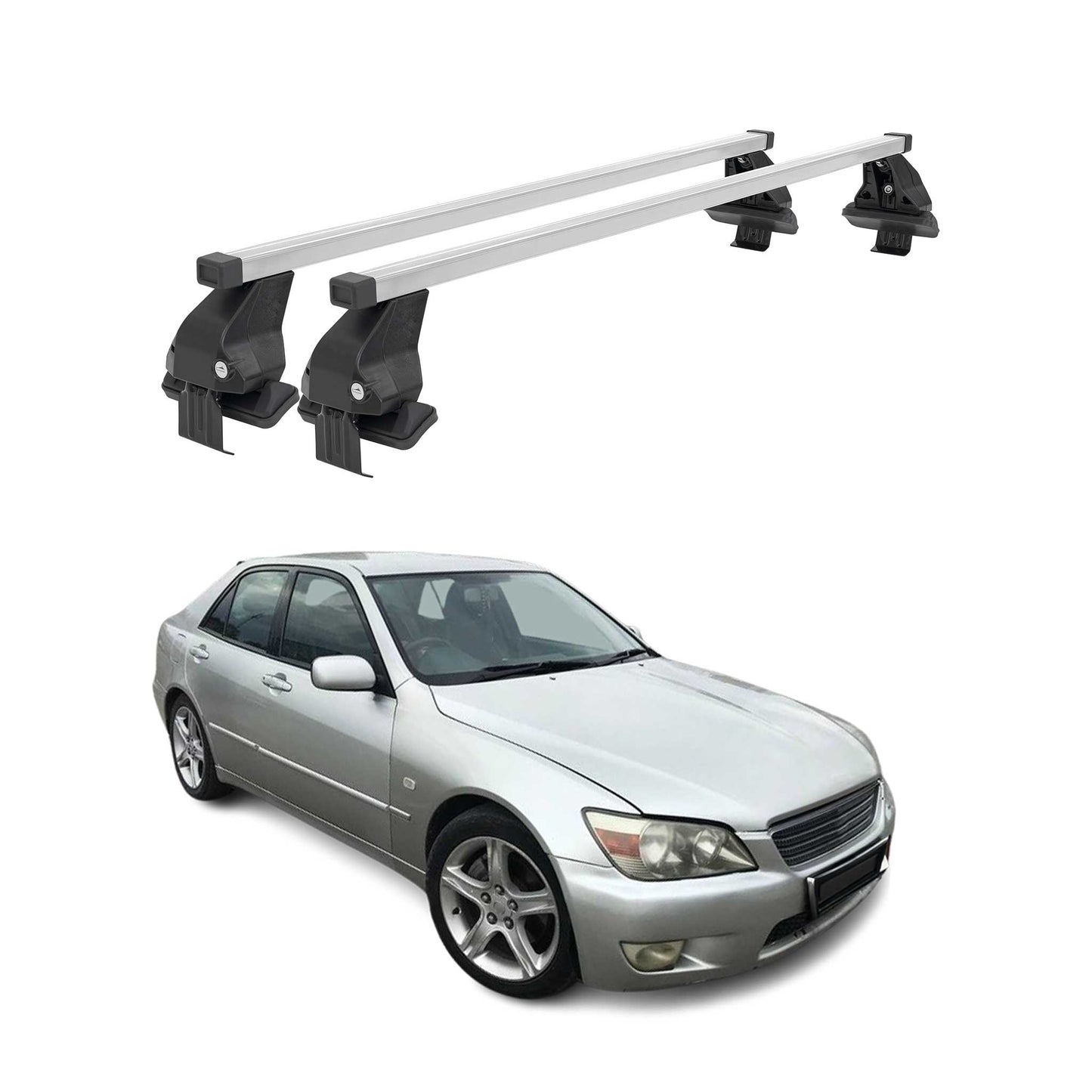 Menabo Dachträger Grundtäger für Lexus IS XE10 1998-2005 50kg Stahl Silber 2 tlg