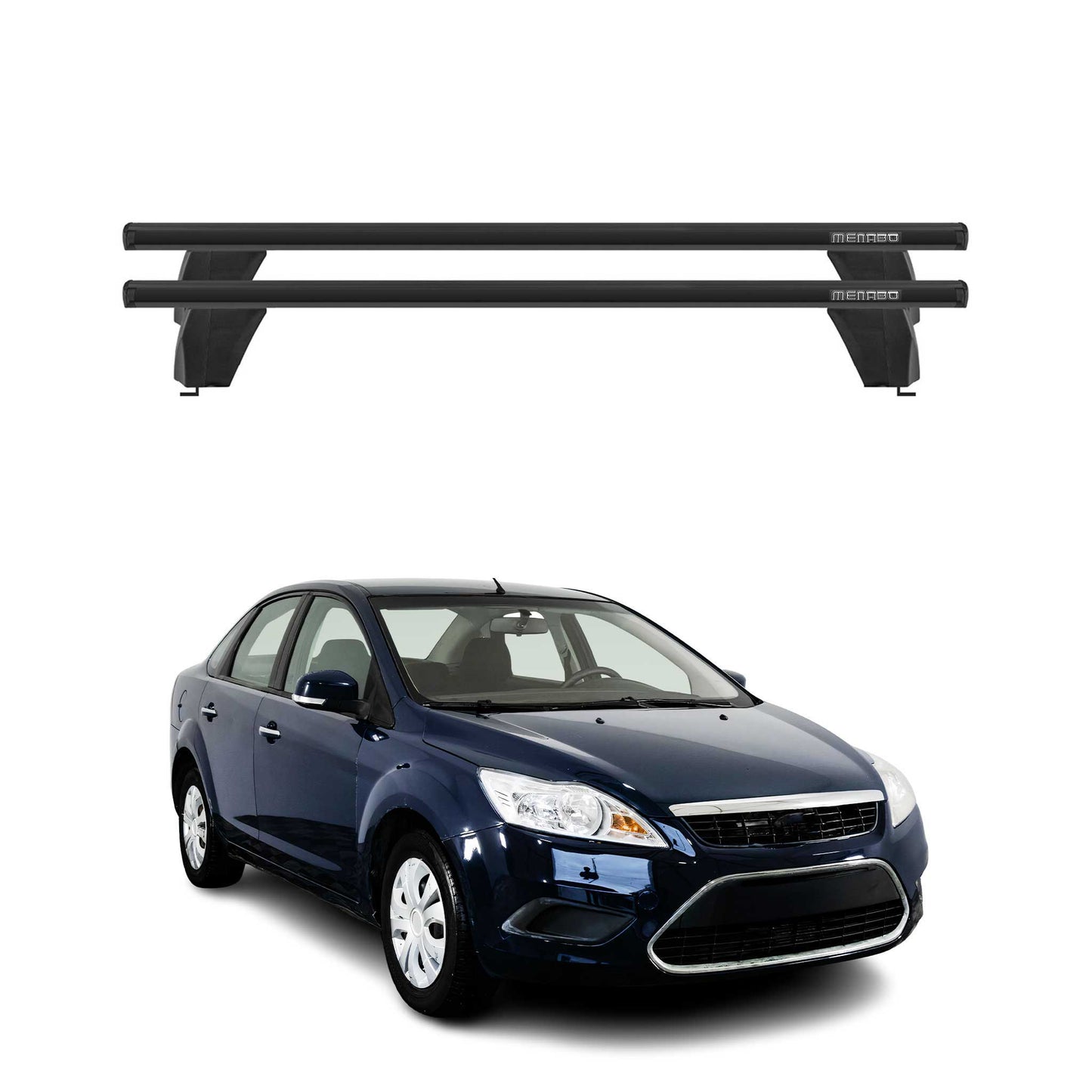 Menabo Portbagaj de plafon pentru Ford Focus 2004-2011 75kg Aluminiu Negru 2 piese