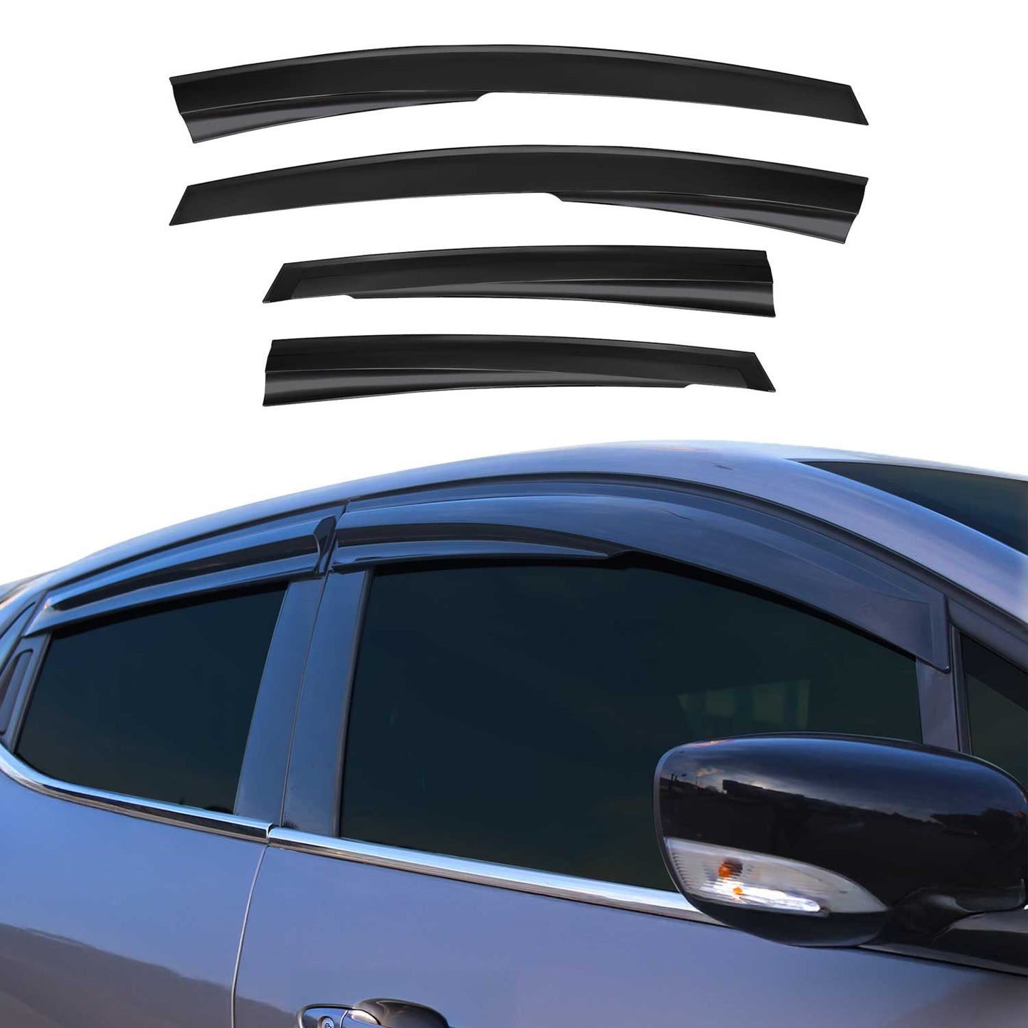 4x Windabweiser Regenabweiser für Ford Fiesta Schrägheck 2008-2017 5tür Dunkel