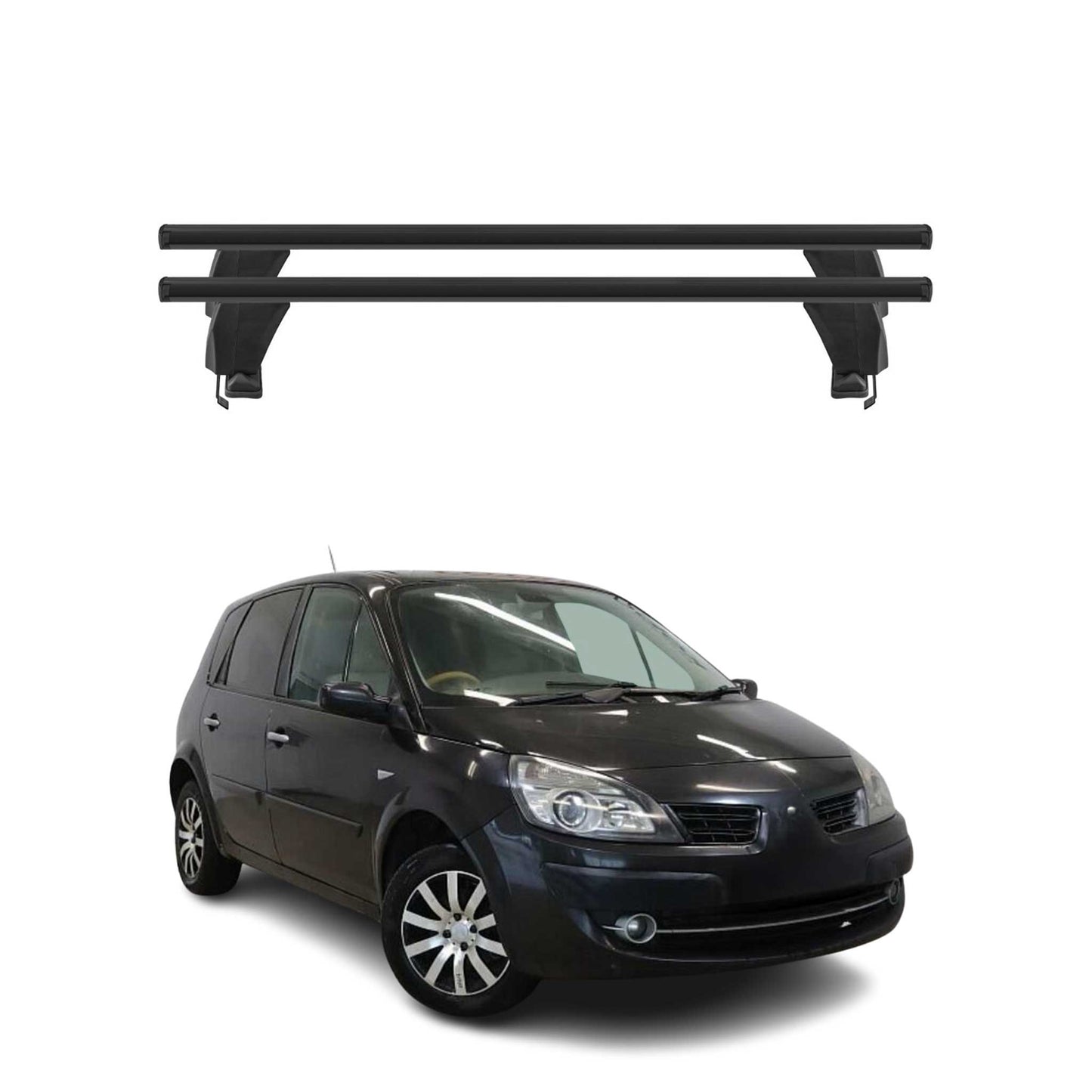 Menabo Dachträger für Renault Scenic mk3 2009-2013 Pre-FL 50kg Alu Schwarz 2x