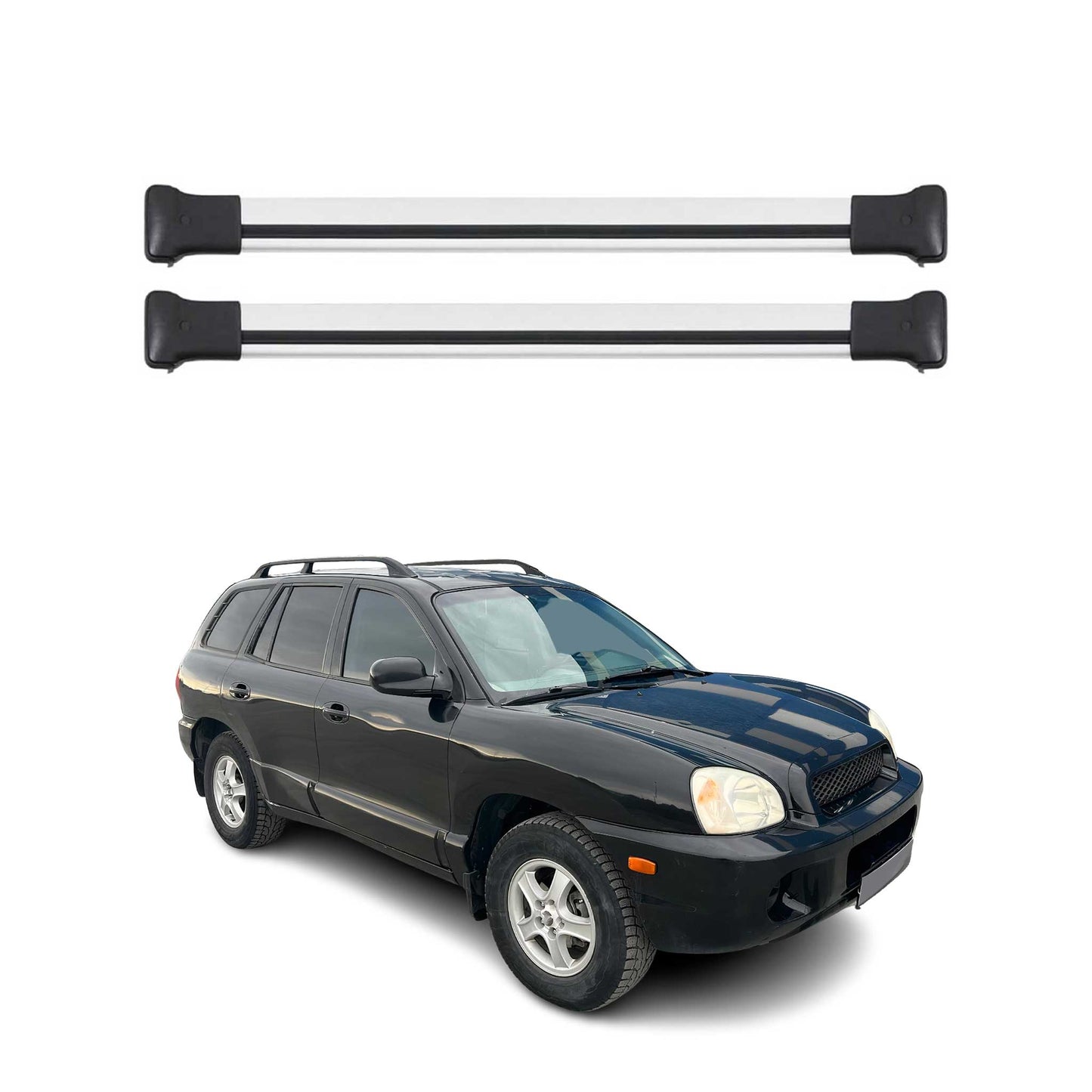 Dachträger Grundtäger für Hyundai Santa Fe 2000-2006 75kg Aluminium Silber 2 tlg
