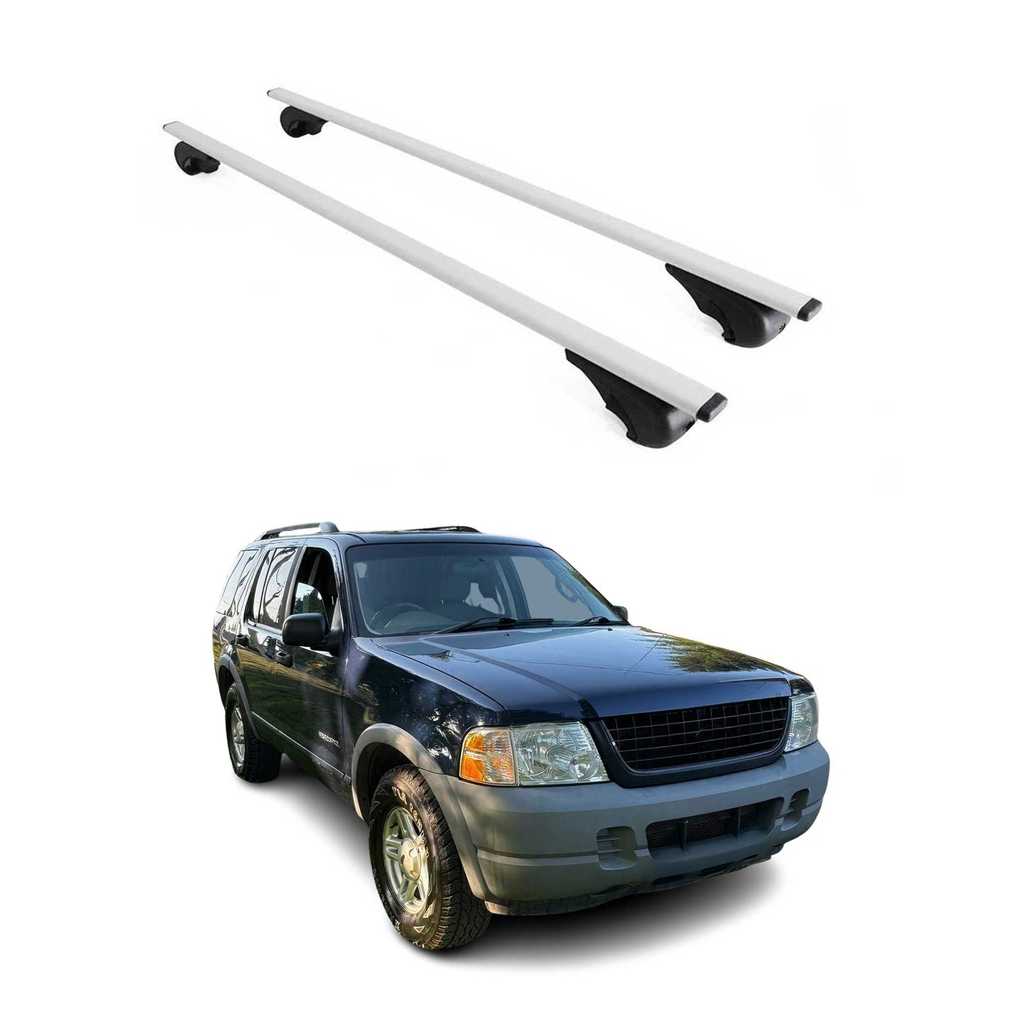 Dachträger Grundtäger für Ford Explorer 2002-2005 75kg Metall Silber 2 tlg