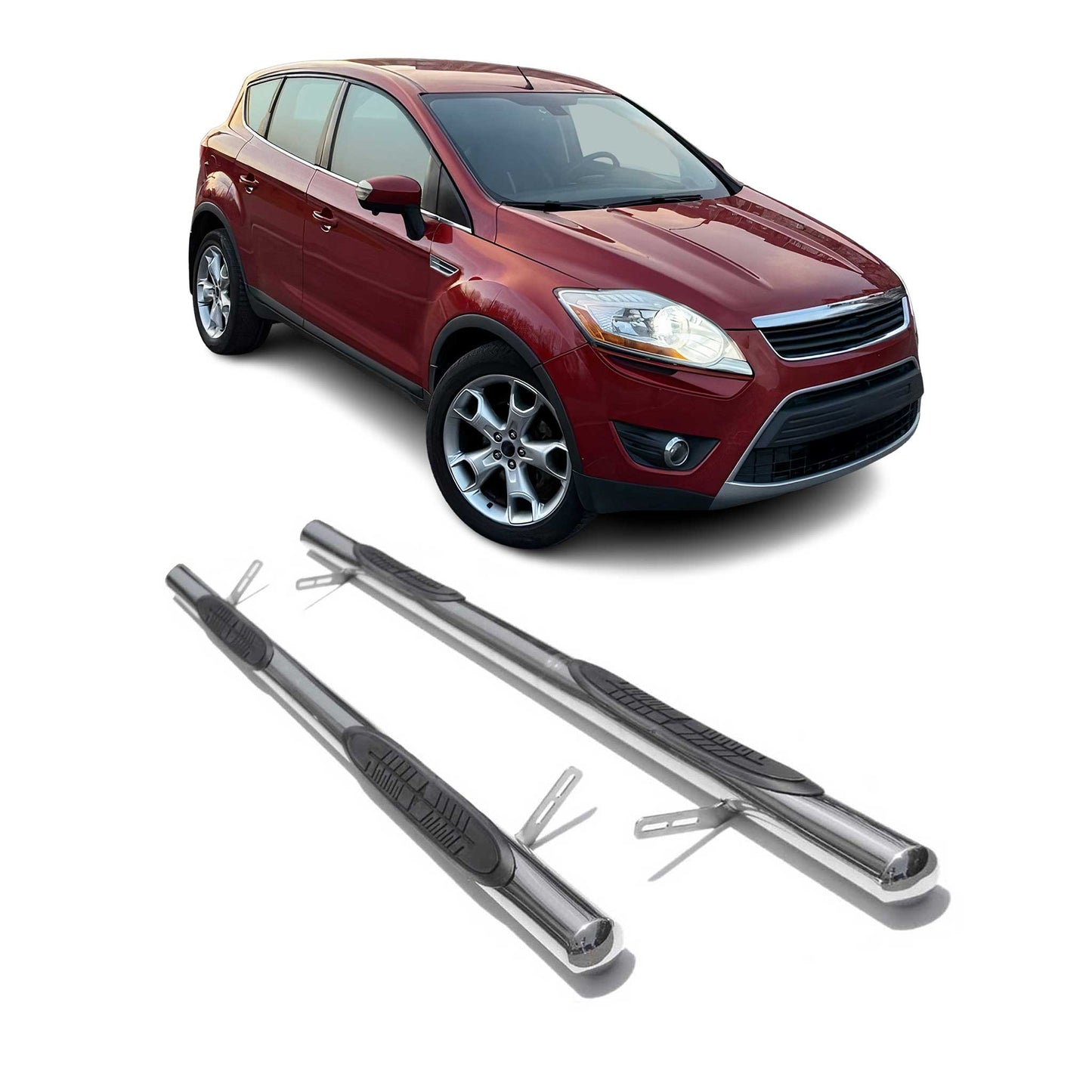 Trepte laterale/scări din oțel inoxidabil pentru Ford Kuga 2008-2012, oțel inoxidabil argintiu