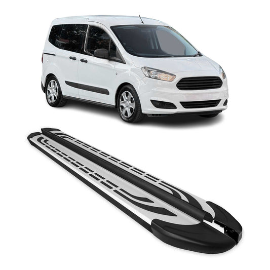 Trittbretter Seiten für Ford Transit Tourneo Courier 2014-2022 L1 Schwarz Alu
