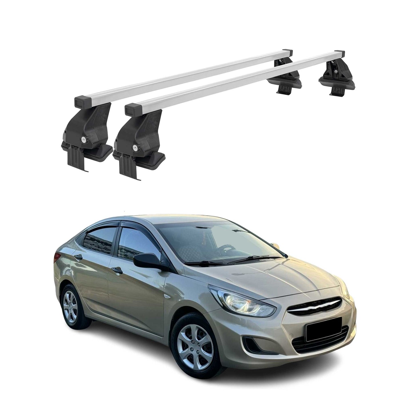 Menabo Dachträger Grundtäger für Hyundai Accent Limo 2010-2017 50kg Stahl Silber