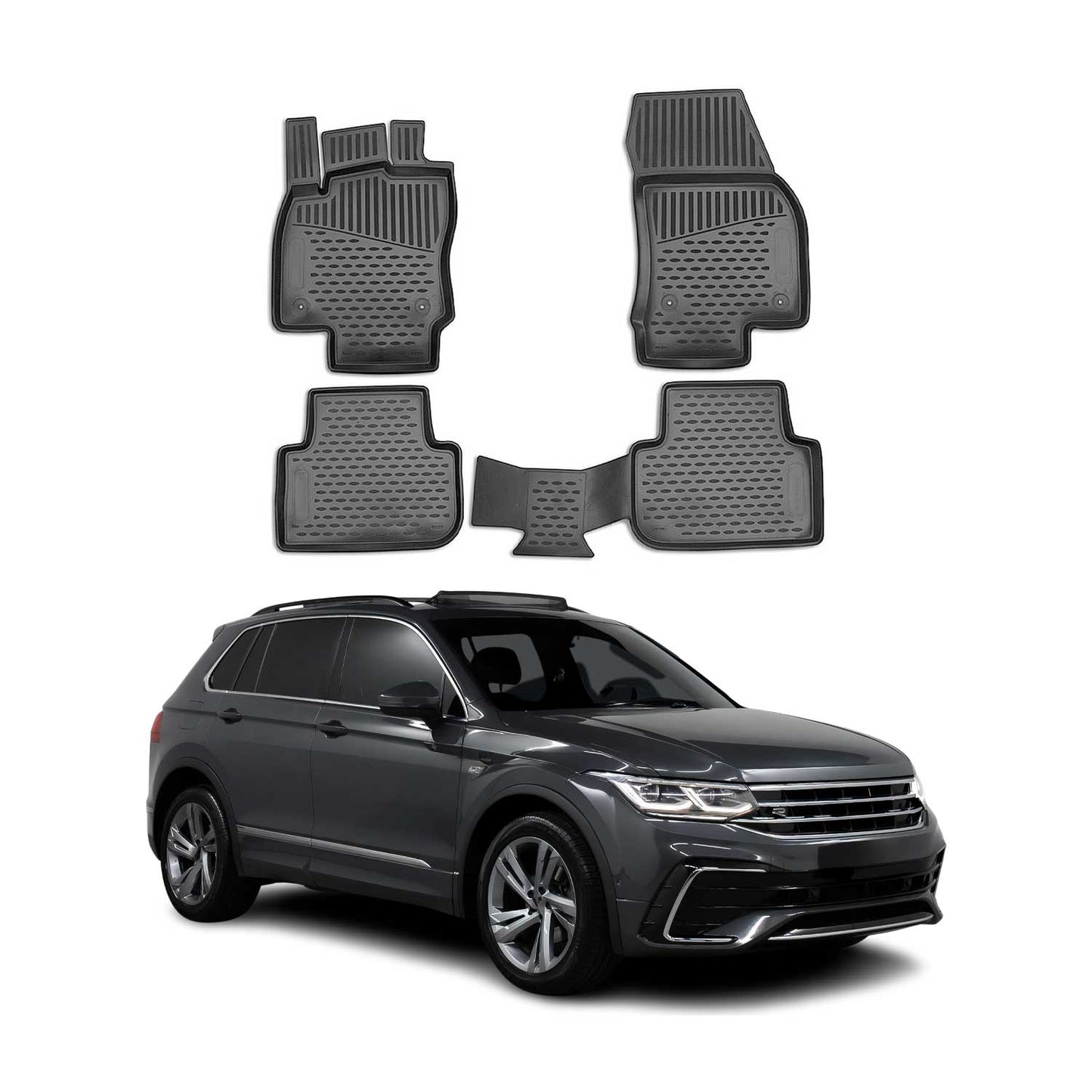 2016-2024 VW Tiguan / Tiguan Allspace Fußmatten Gummimatten TPE Schwarz 4 tlg