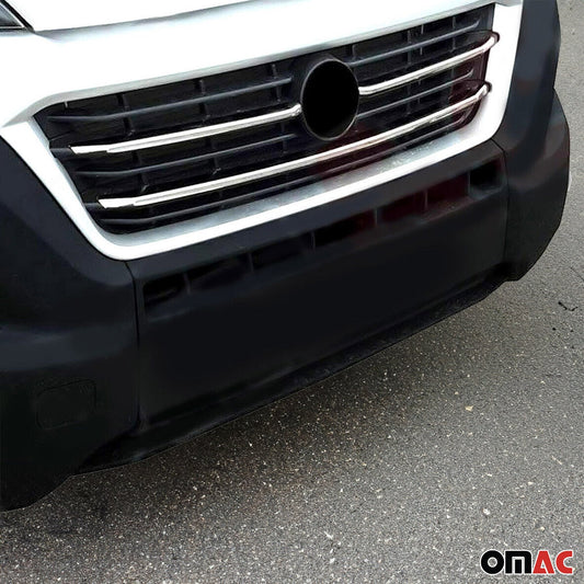 Benzi grilă radiator pentru Fiat Ducato 2014-2025, oțel inoxidabil, argintiu, set 3 piese