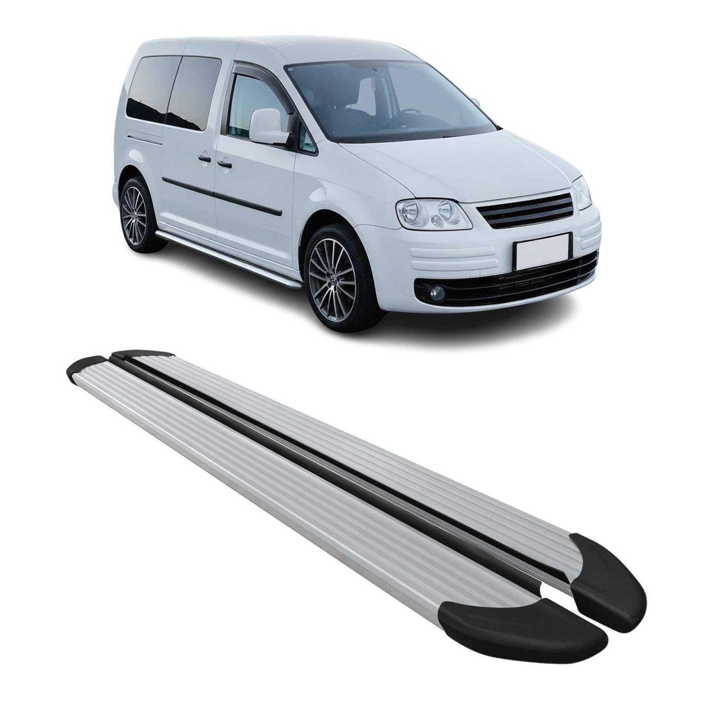 Seitenschweller Trittbretter Schweller für VW Caddy Maxi 2003-2020 Alu Grau