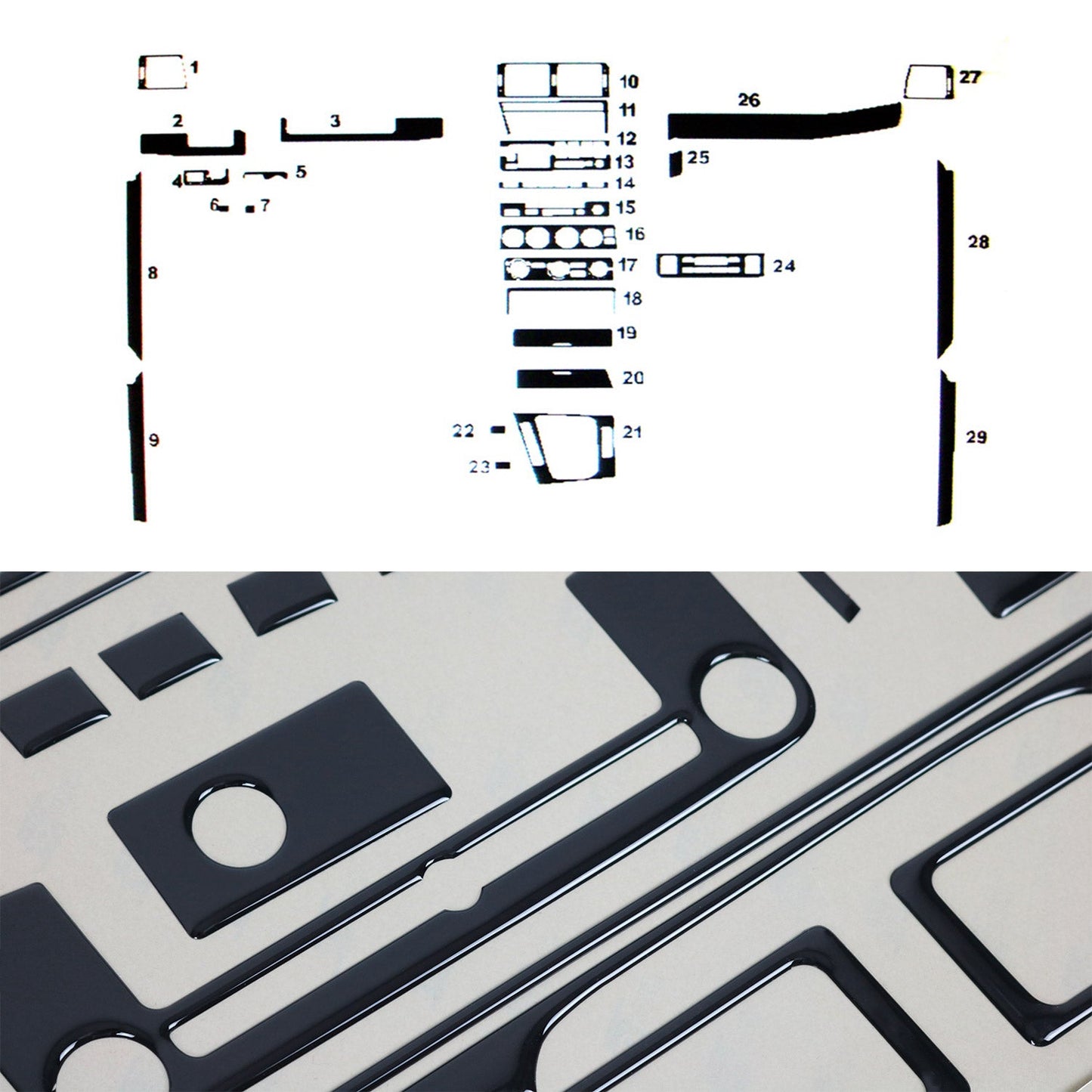 Innenraum Dekor Cockpit für BMW 3er E46 1998-2007 Piano Schwarz Optik 29tlg