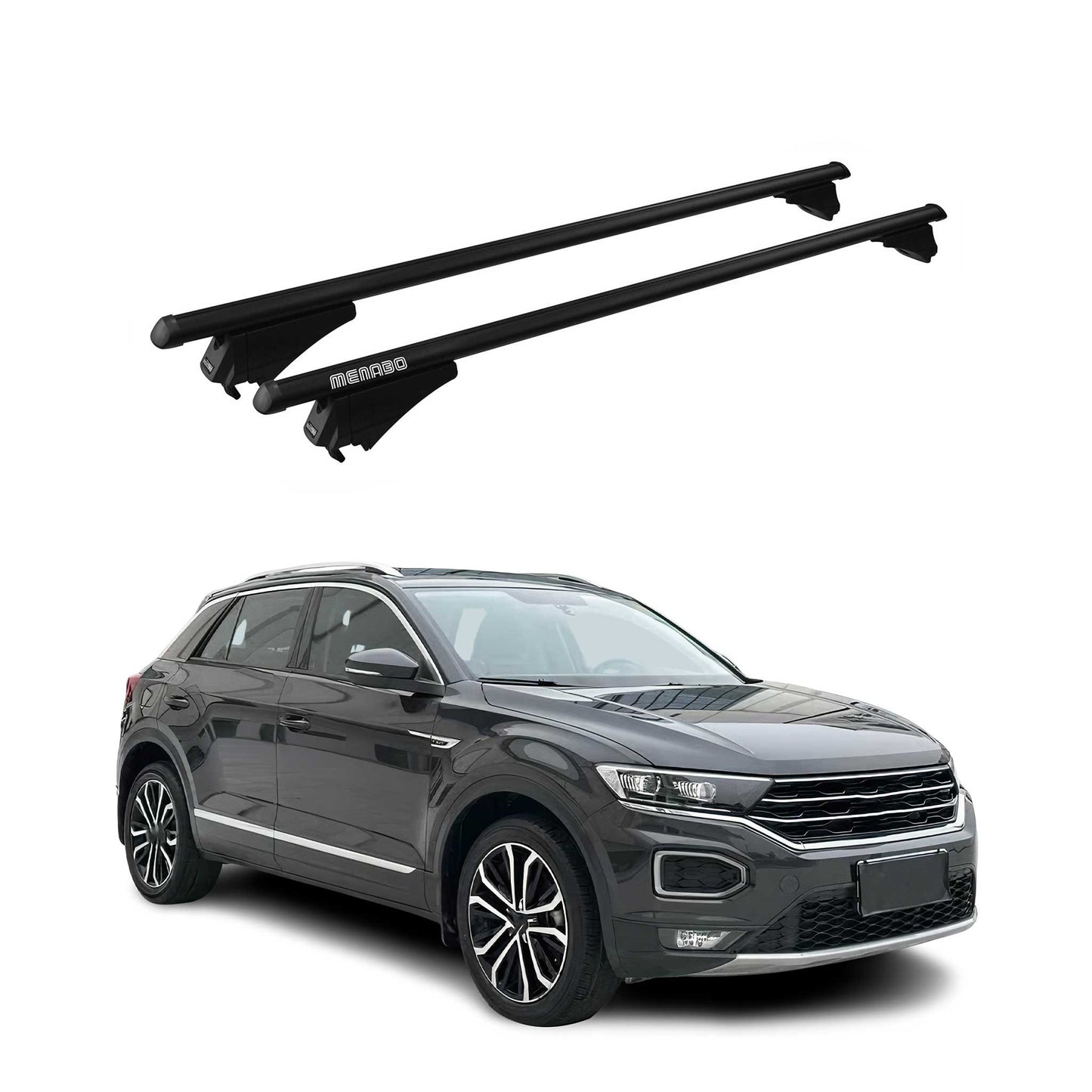 Menabo Dachträger Grundtäger für VW T-Roc 2017-2025 75kg Aluminium Schwarz 2 tlg