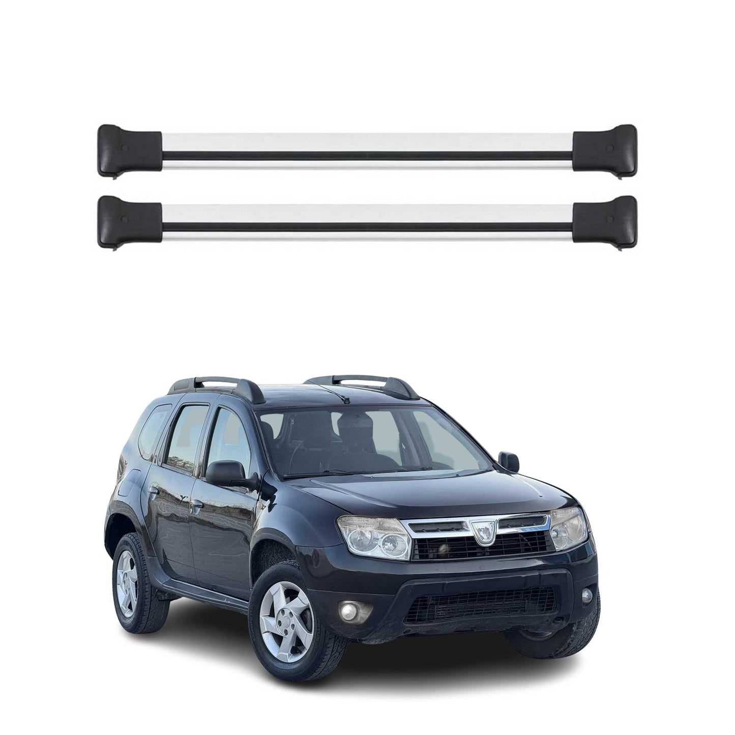 Portbagaj de plafon pentru Dacia Duster mk1 2010-2014 Pre-FL 75kg aluminiu argintiu 2x