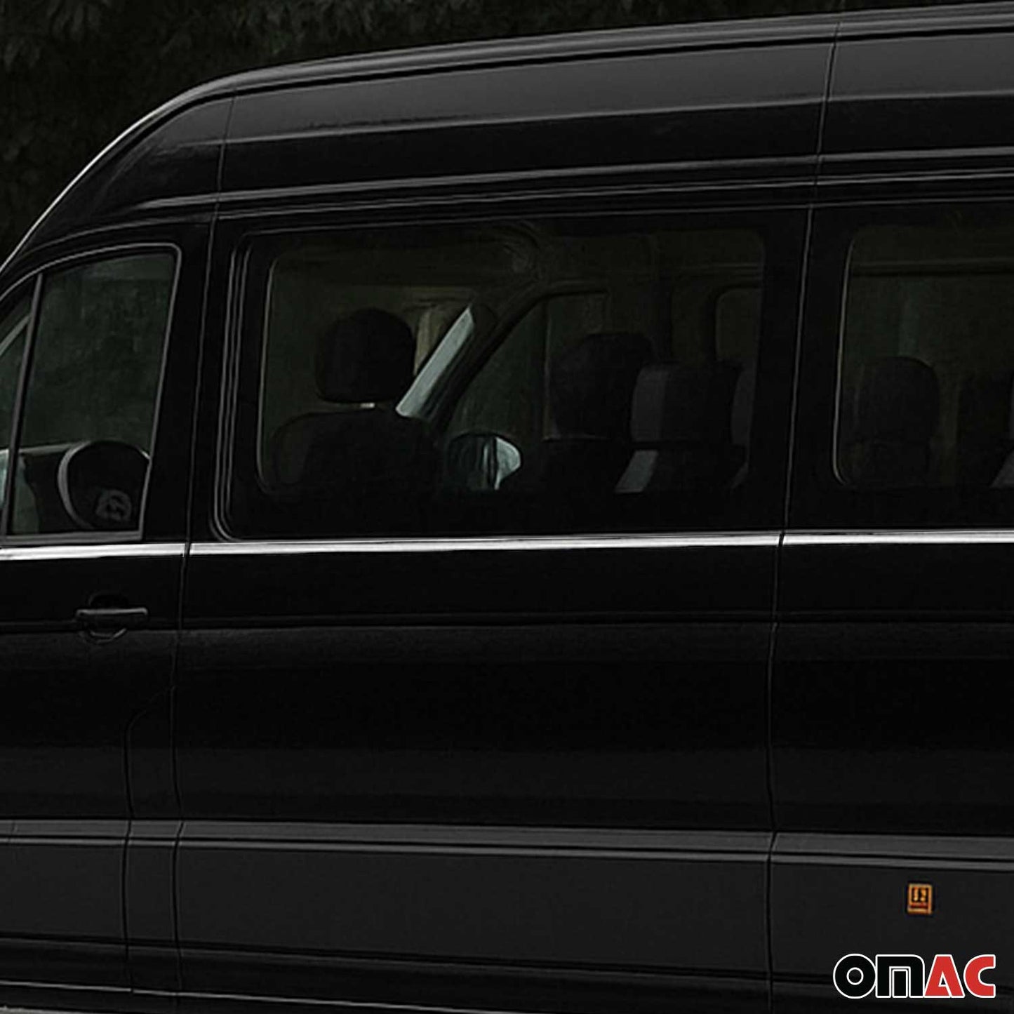 Benzi decorative pentru geamuri pentru VW Crafter 2017-2025 ampatament L2, oțel inoxidabil, set 8 piese