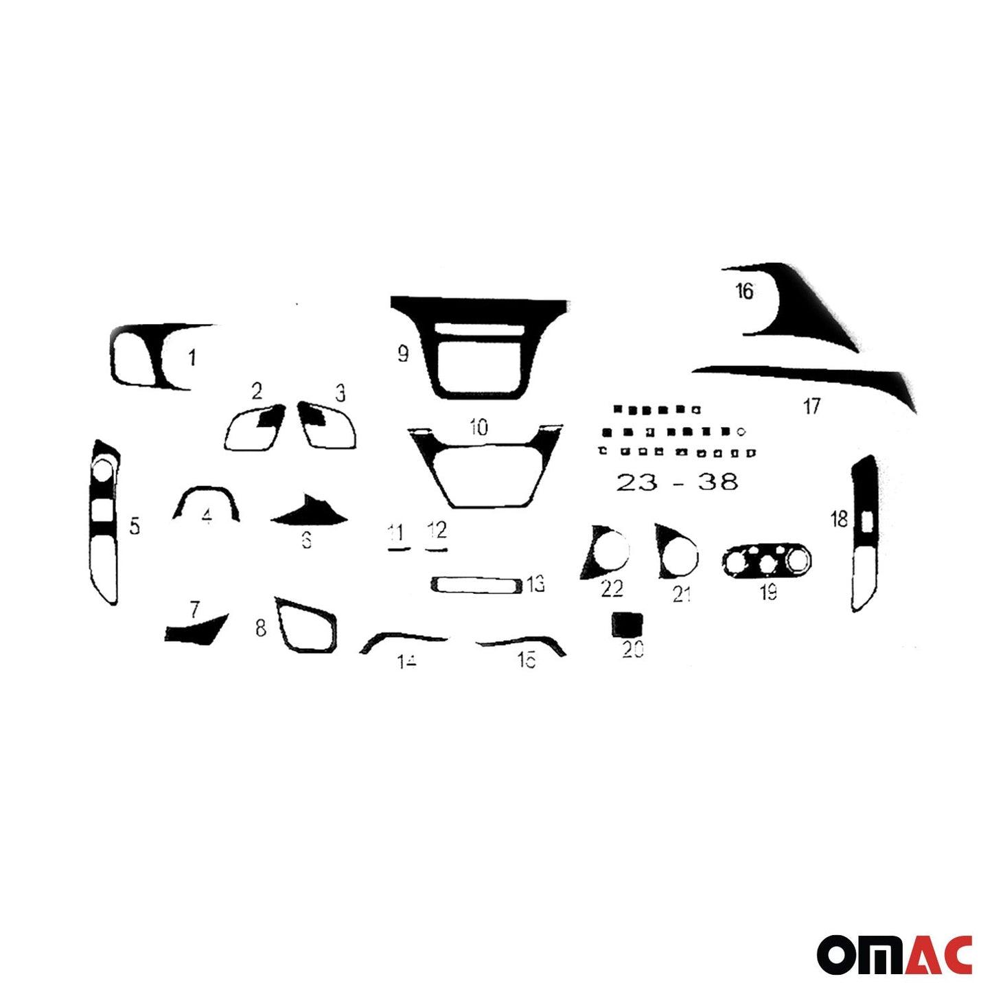 Innenraum Dekor Cockpit für Iveco Daily 2014-2019 Wurzelholz Optik 38tlg