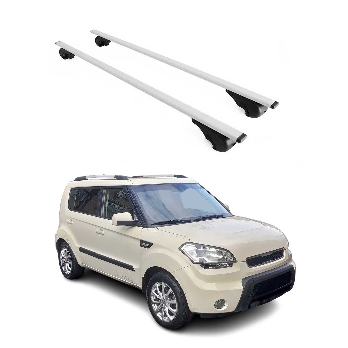 Portbagaj de plafon pentru Kia Soul 2008-2013 75kg, argintiu metalic, 2 buc.