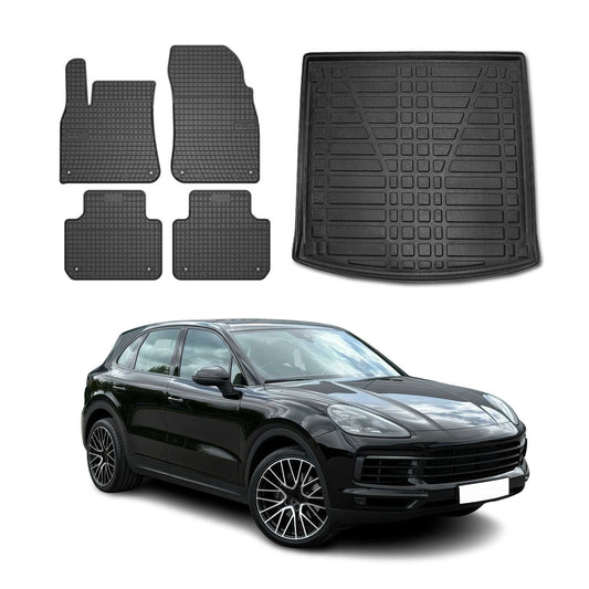 Set covorașe și portbagaj pentru Porsche Cayenne PO536 2017-2025, cauciuc, 5x